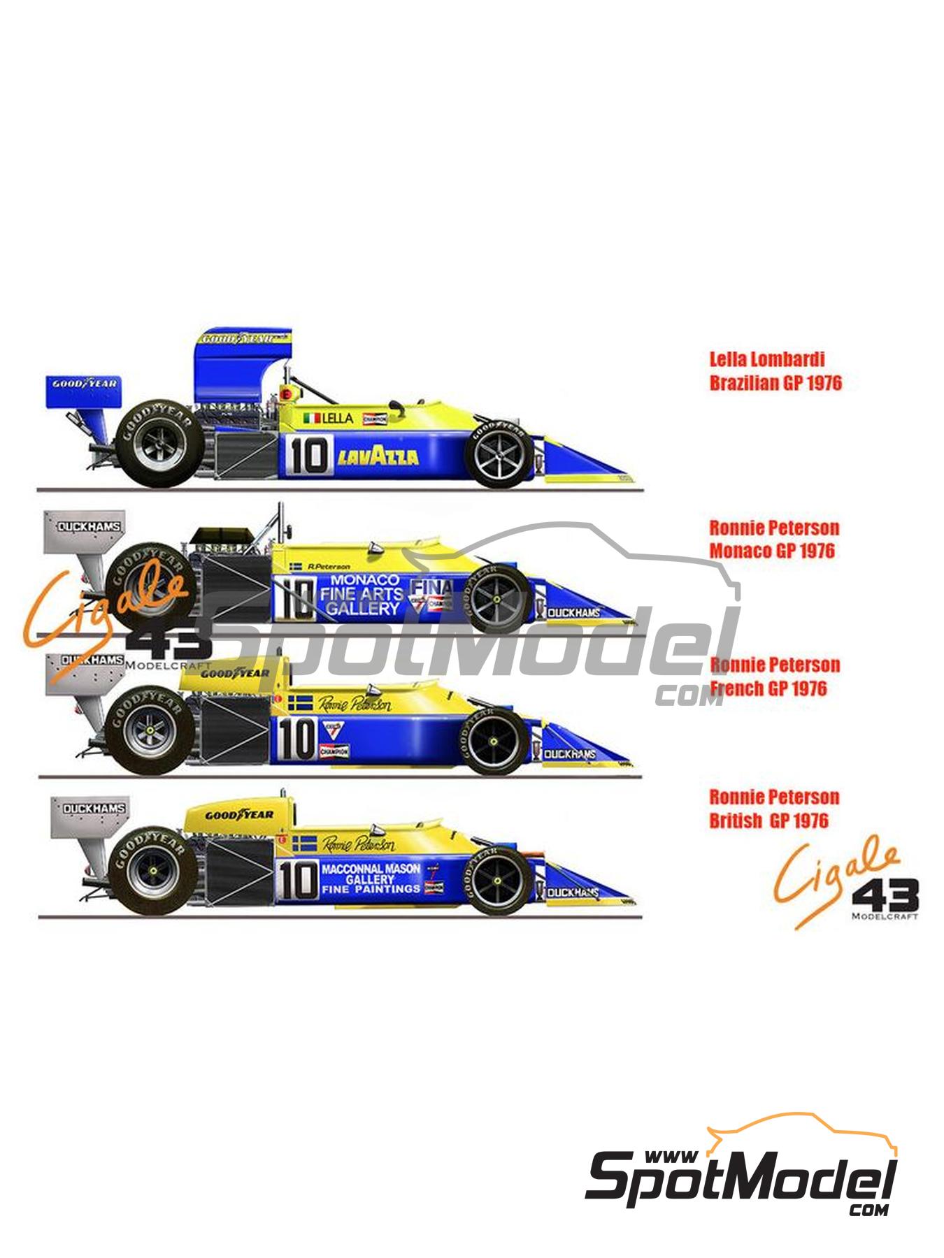 March Ford 761 patrocinado por Duckhams, Lavazza, Monaco Fine Arts Gallery - Gran Premio de Fórmula 1 de Brasil, Gran Premio de Fórmula 1 de Francia, Gran Premio de Fórmula 1 de Inglaterra, Gran Premio de Formula 1 de Mónaco 1976 | Decoración en escala 1/43 fabricado por Cigale 43 Modelcraft (ref. CIGALE-CDS003, tambien CDS003) image