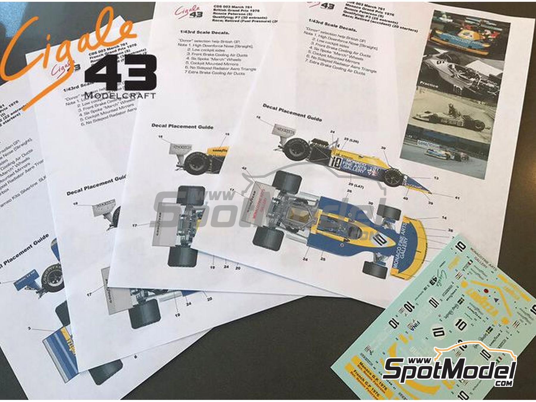 Image 1: March Ford 761 patrocinado por Duckhams, Lavazza, Monaco Fine Arts Gallery - Gran Premio de Fórmula 1 de Brasil, Gran Premio de Fórmula 1 de Francia, Gran Premio de Fórmula 1 de Inglaterra, Gran Premio de Formula 1 de Mónaco 1976 | Decoración en escala 1/43 fabricado por Cigale 43 Modelcraft (ref. CIGALE-CDS003, tambien CDS003)