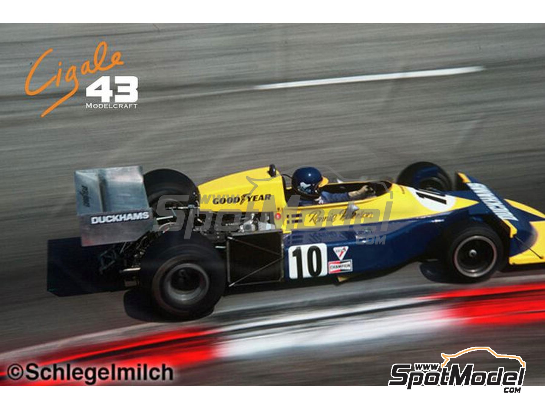 Image 4: March Ford 761 patrocinado por Duckhams, Lavazza, Monaco Fine Arts Gallery - Gran Premio de Fórmula 1 de Brasil, Gran Premio de Fórmula 1 de Francia, Gran Premio de Fórmula 1 de Inglaterra, Gran Premio de Formula 1 de Mónaco 1976 | Decoración en escala 1/43 fabricado por Cigale 43 Modelcraft (ref. CIGALE-CDS003, tambien CDS003)