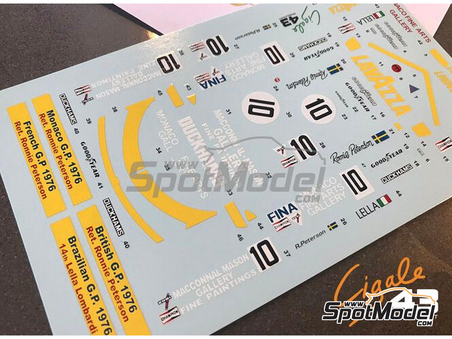 Image 6: March Ford 761 patrocinado por Duckhams, Lavazza, Monaco Fine Arts Gallery - Gran Premio de Fórmula 1 de Brasil, Gran Premio de Fórmula 1 de Francia, Gran Premio de Fórmula 1 de Inglaterra, Gran Premio de Formula 1 de Mónaco 1976 | Decoración en escala 1/43 fabricado por Cigale 43 Modelcraft (ref. CIGALE-CDS003, tambien CDS003)