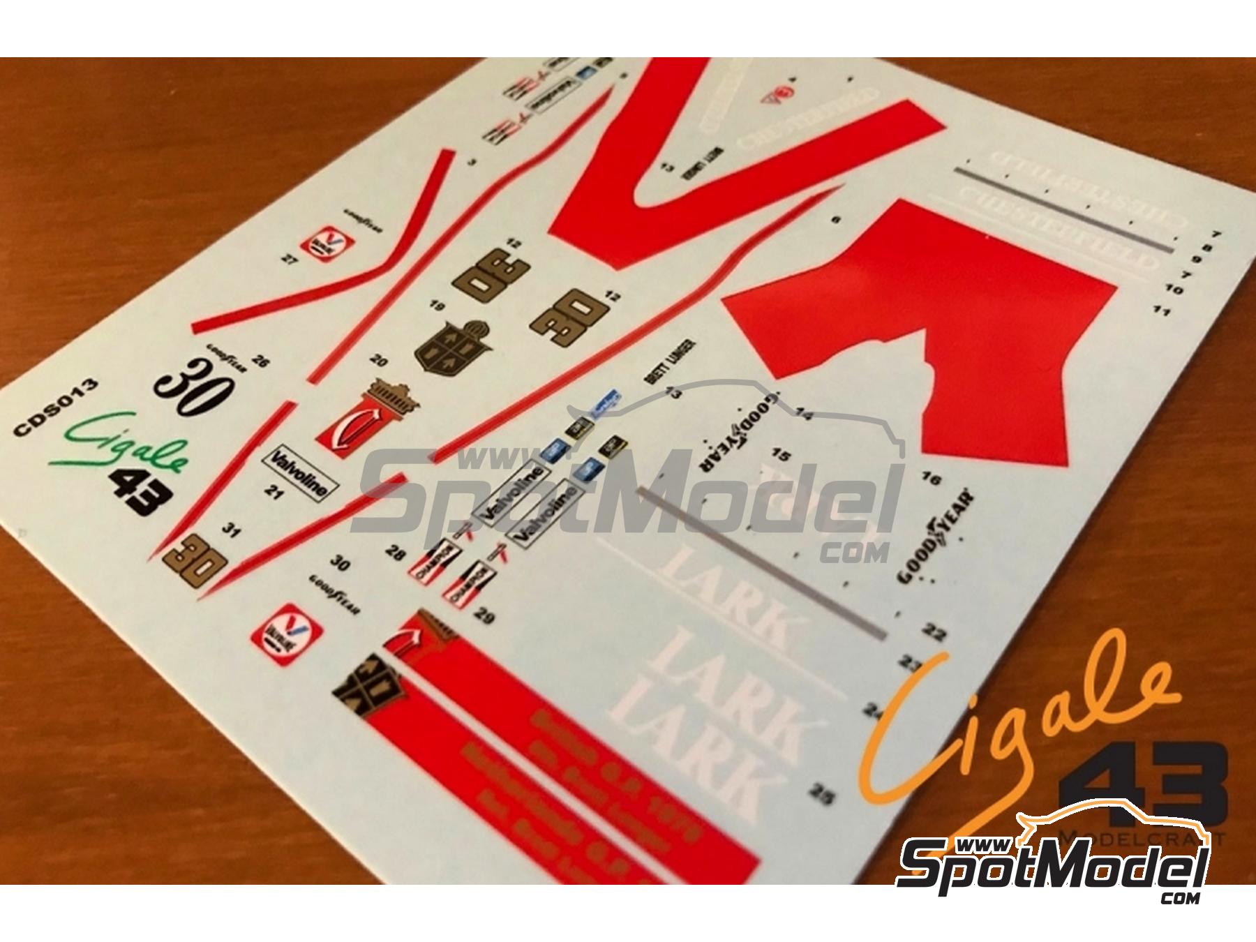 Image 3: McLaren Ford M26 Equipo BS Fabrications patrocinado por Chesterfield, Lark - Gran Premio de Formula 1 de Holanda, Gran Premio de F&oacute;rmula 1 de Inglaterra 1978 | Decoraci&oacute;n en escala&nbsp;1/43 fabricado por Cigale 43 Modelcraft (ref.&nbsp;CIGALE-CDS013, tambien CDS013)