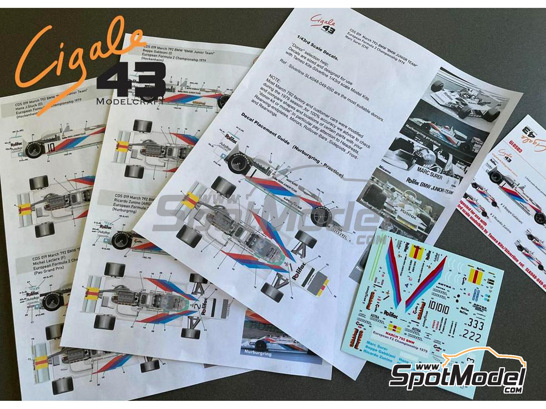 Image 1: March BMW 792 F2 Equipo Polifac BMW Junior patrocinado por Astra, Gabbiani Spa - Campeonato de Europa de F2 1979 | Decoración en escala 1/43 fabricado por Cigale 43 Modelcraft (ref. CIGALE-CDS019, tambien CDS019)