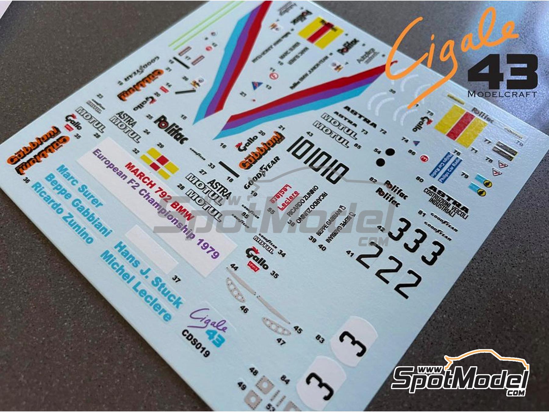 Image 2: March BMW 792 F2 Equipo Polifac BMW Junior patrocinado por Astra, Gabbiani Spa - Campeonato de Europa de F2 1979 | Decoración en escala 1/43 fabricado por Cigale 43 Modelcraft (ref. CIGALE-CDS019, tambien CDS019)