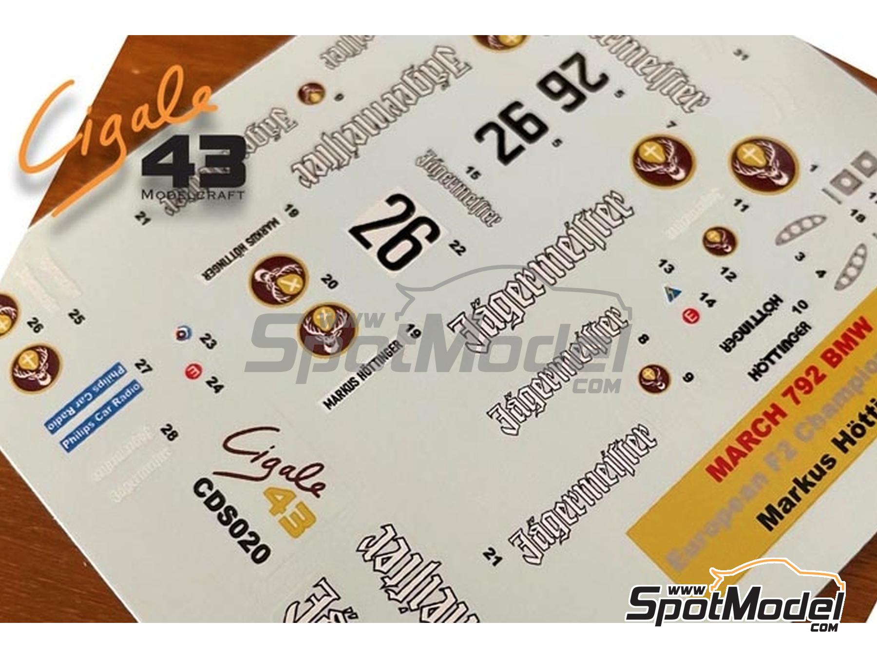 Image 2: March BMW 792 F2 patrocinado por Jägermeister - Campeonato de Europa de F2 1979 | Decoración en escala 1/43 fabricado por Cigale 43 Modelcraft (ref. CIGALE-CDS020, tambien CDS020)