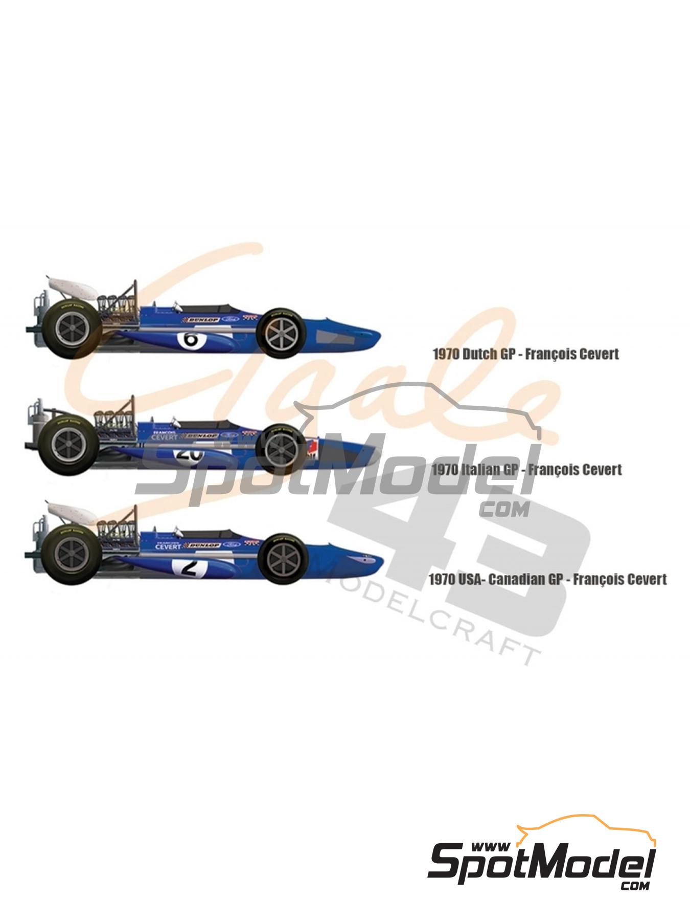 March Ford 701 Equipo Tyrrell Racing patrocinado por Elf - Gran Premio de Fórmula 1 de Canada, Gran Premio de Formula 1 de Holanda, Gran Premio de Fórmula 1 de Italia, Gran Premio de Fórmula 1 de los Estados Unidos de América 1970 | Decoración en escala 1/43 fabricado por Cigale 43 Modelcraft (ref. CIGALE-CDS026, tambien CDS026) image