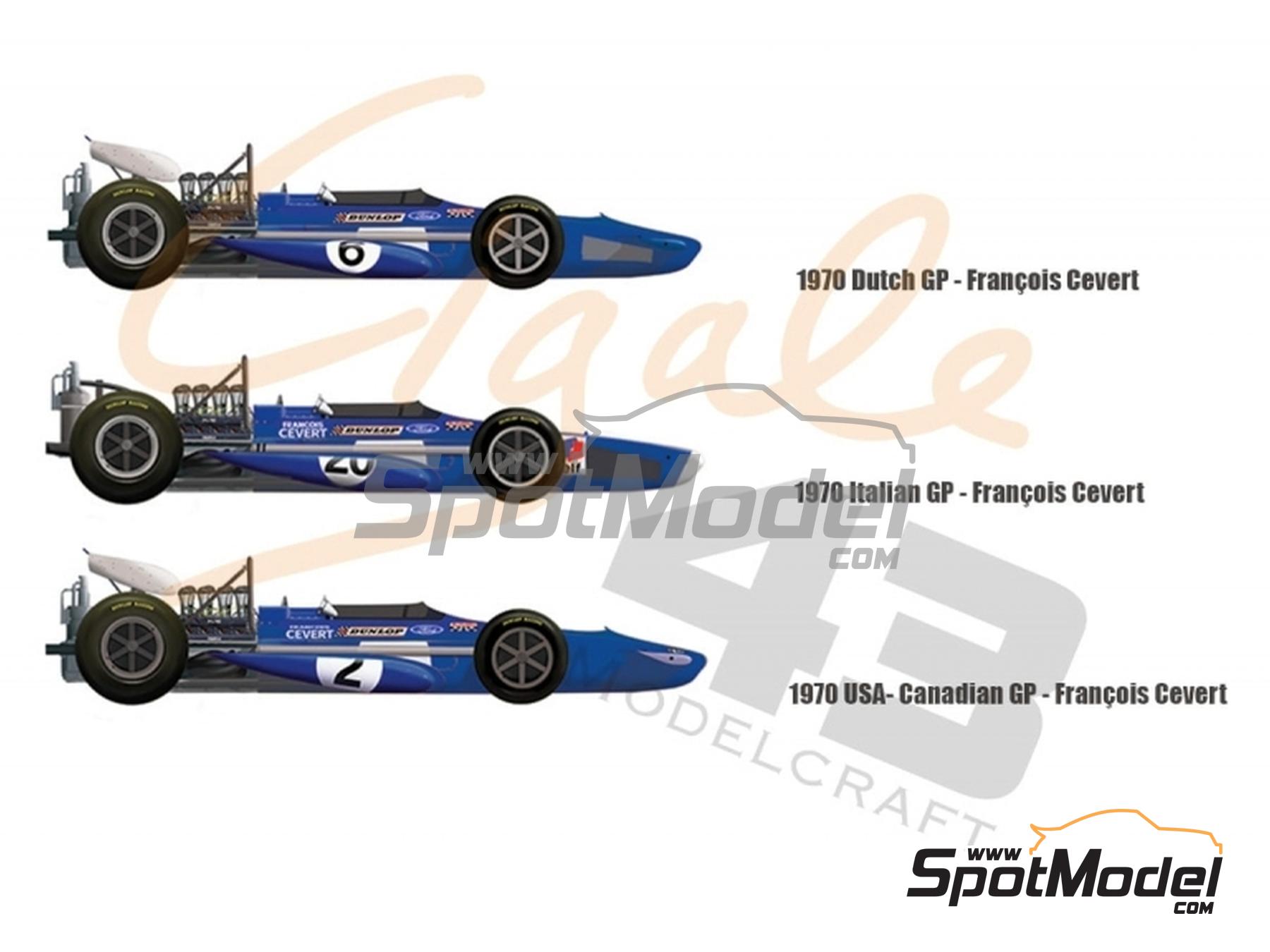 Image 1: March Ford 701 Equipo Tyrrell Racing patrocinado por Elf - Gran Premio de Fórmula 1 de Canada, Gran Premio de Formula 1 de Holanda, Gran Premio de Fórmula 1 de Italia, Gran Premio de Fórmula 1 de los Estados Unidos de América 1970 | Decoración en escala 1/43 fabricado por Cigale 43 Modelcraft (ref. CIGALE-CDS026, tambien CDS026)