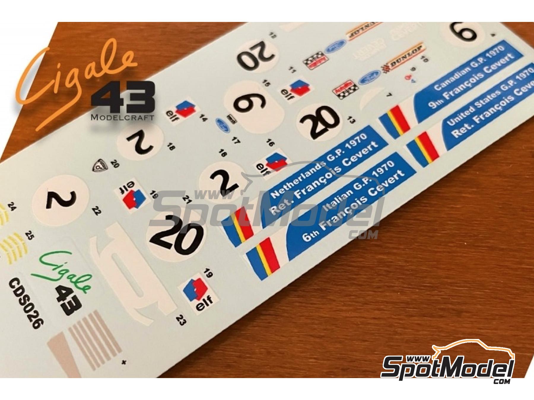 Image 2: March Ford 701 Equipo Tyrrell Racing patrocinado por Elf - Gran Premio de Fórmula 1 de Canada, Gran Premio de Formula 1 de Holanda, Gran Premio de Fórmula 1 de Italia, Gran Premio de Fórmula 1 de los Estados Unidos de América 1970 | Decoración en escala 1/43 fabricado por Cigale 43 Modelcraft (ref. CIGALE-CDS026, tambien CDS026)