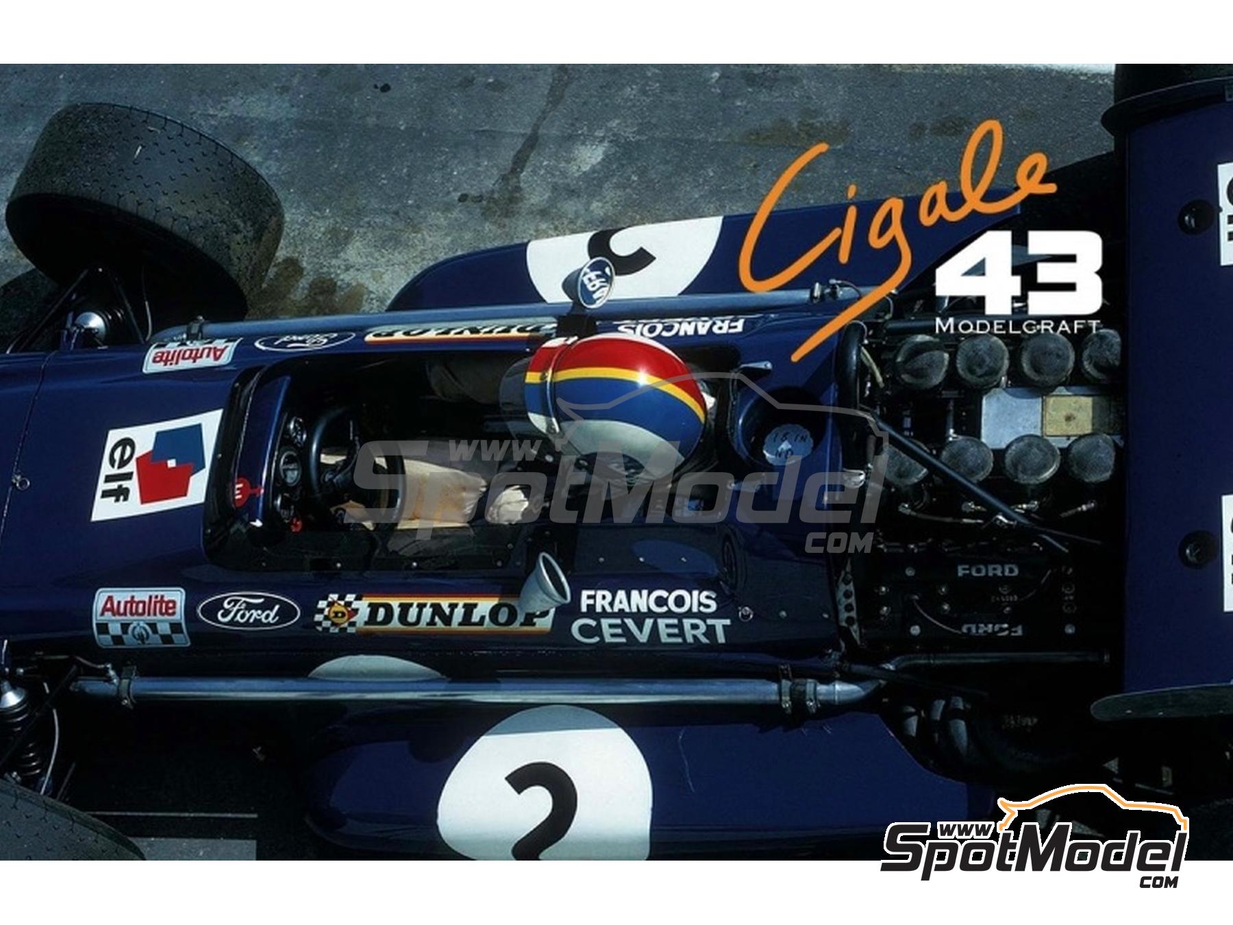 Image 3: March Ford 701 Equipo Tyrrell Racing patrocinado por Elf - Gran Premio de Fórmula 1 de Canada, Gran Premio de Formula 1 de Holanda, Gran Premio de Fórmula 1 de Italia, Gran Premio de Fórmula 1 de los Estados Unidos de América 1970 | Decoración en escala 1/43 fabricado por Cigale 43 Modelcraft (ref. CIGALE-CDS026, tambien CDS026)