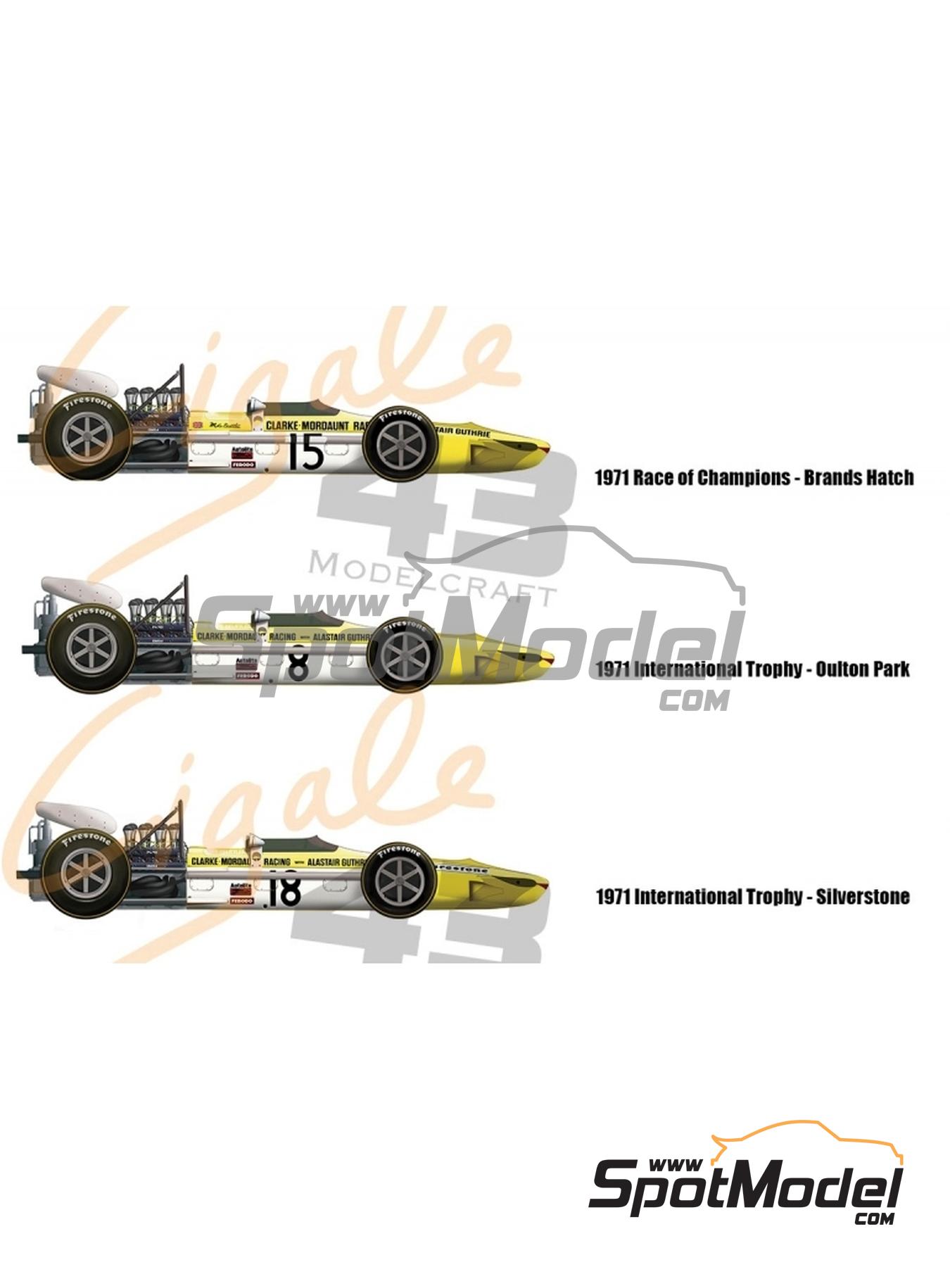 March Ford 701 Equipo Clarke-Mordaunt Racing - Carrera de Campeones - ROC Brands Hatch, Daily Express Trophy Silverstone, Trofeo Primavera Rothmans/Daily Express 1971 | Decoración en escala 1/43 fabricado por Cigale 43 Modelcraft (ref. CIGALE-CDS028, tambien CDS028) image