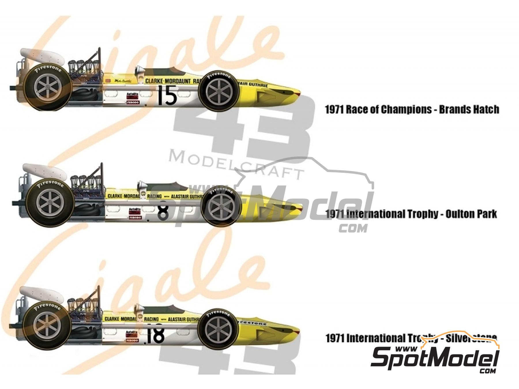 Image 3: March Ford 701 Equipo Clarke-Mordaunt Racing - Carrera de Campeones - ROC Brands Hatch, Daily Express Trophy Silverstone, Trofeo Primavera Rothmans/Daily Express 1971 | Decoración en escala 1/43 fabricado por Cigale 43 Modelcraft (ref. CIGALE-CDS028, tambien CDS028)