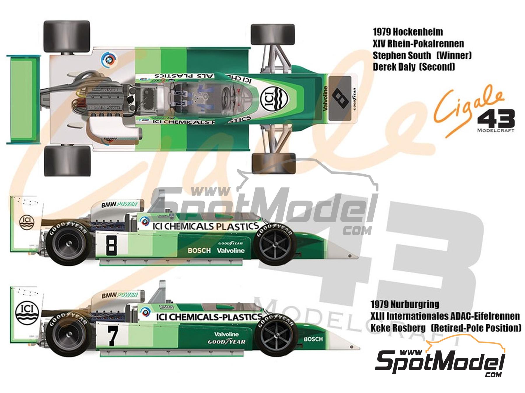Image 1: March BMW 792 F2 Equipo Project Four Racing patrocinado por ICI Chemical Plastics - Campeonato de Europa de F2 1979 | Decoración en escala 1/43 fabricado por Cigale 43 Modelcraft (ref. CIGALE-CDS030, tambien CDS030)