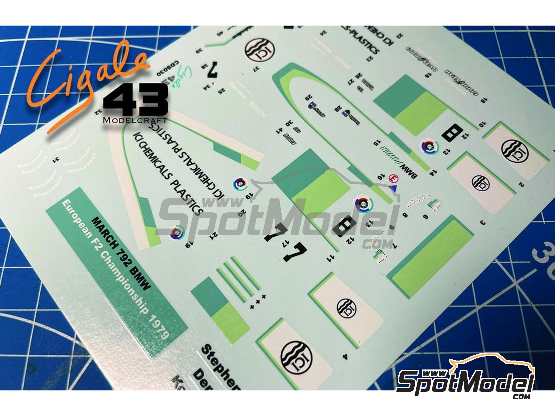 Image 2: March BMW 792 F2 Equipo Project Four Racing patrocinado por ICI Chemical Plastics - Campeonato de Europa de F2 1979 | Decoración en escala 1/43 fabricado por Cigale 43 Modelcraft (ref. CIGALE-CDS030, tambien CDS030)