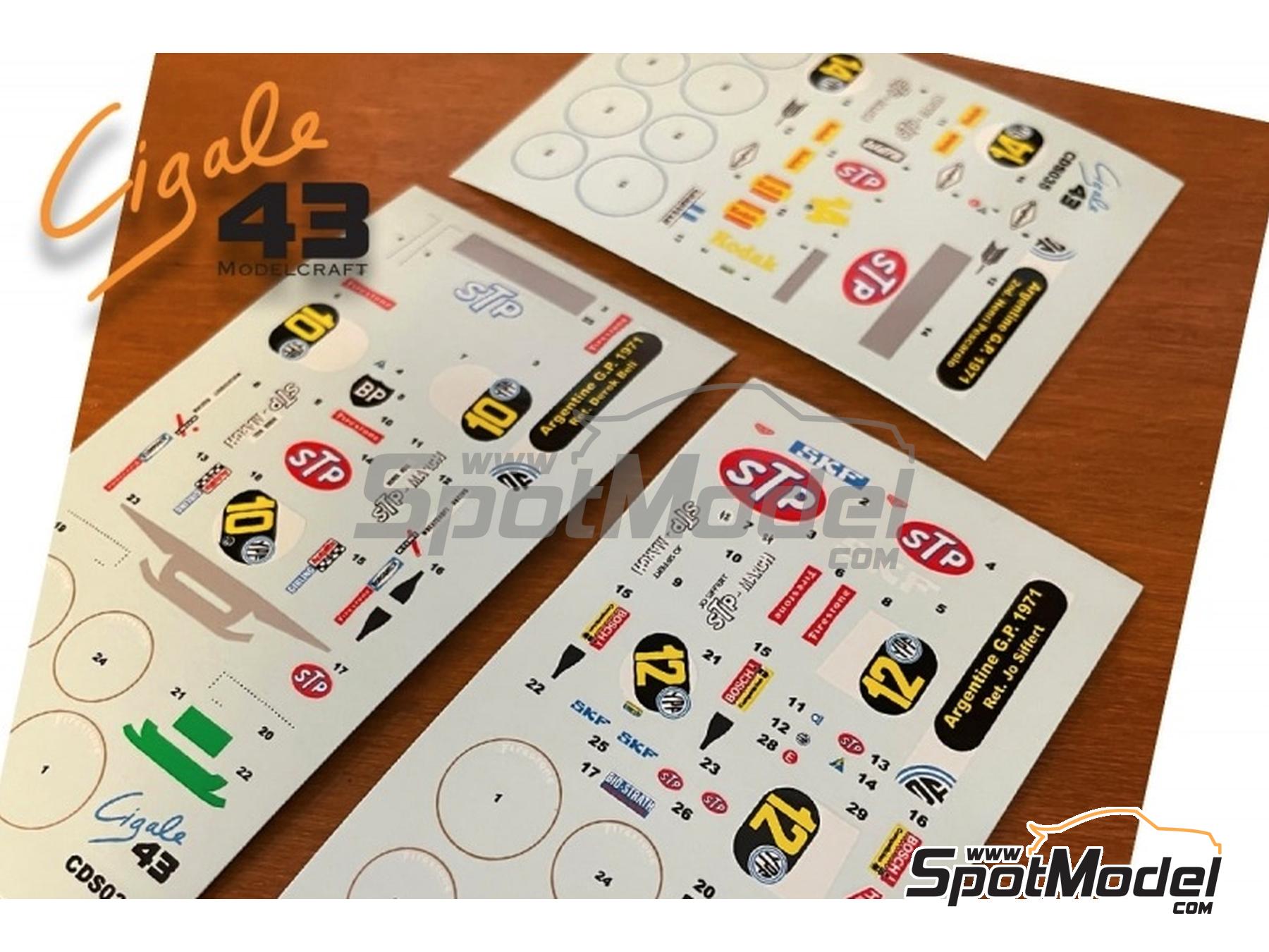 Image 5: March Ford 701 Equipo Wheatcroft Racing, Frank Williams Racing patrocinado por STP - Gran Premio de Argentina de Formula 1 1971 | Decoración en escala 1/43 fabricado por Cigale 43 Modelcraft (ref. CIGALE-CDS031, tambien CDS031)