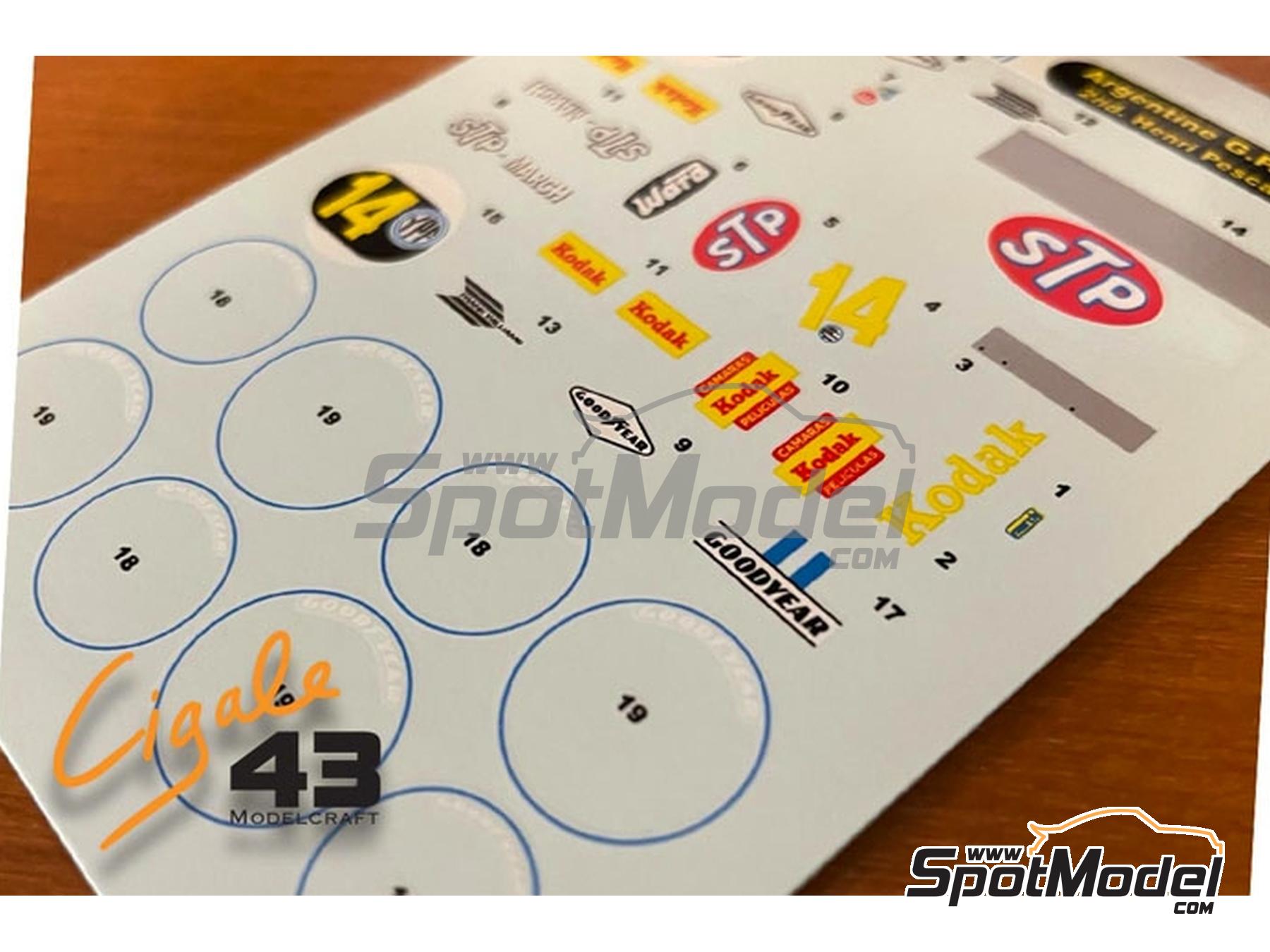 Image 2: March Ford 701 Frank Williams Racing Team sponsored by STP, Kodak - Argentine Formula 1 Grand Prix 1971 | Marking / livery in 1/43 scale manufactured by Cigale 43 Modelcraft (ref.&nbsp;CIGALE-CDS035, also CDS035)