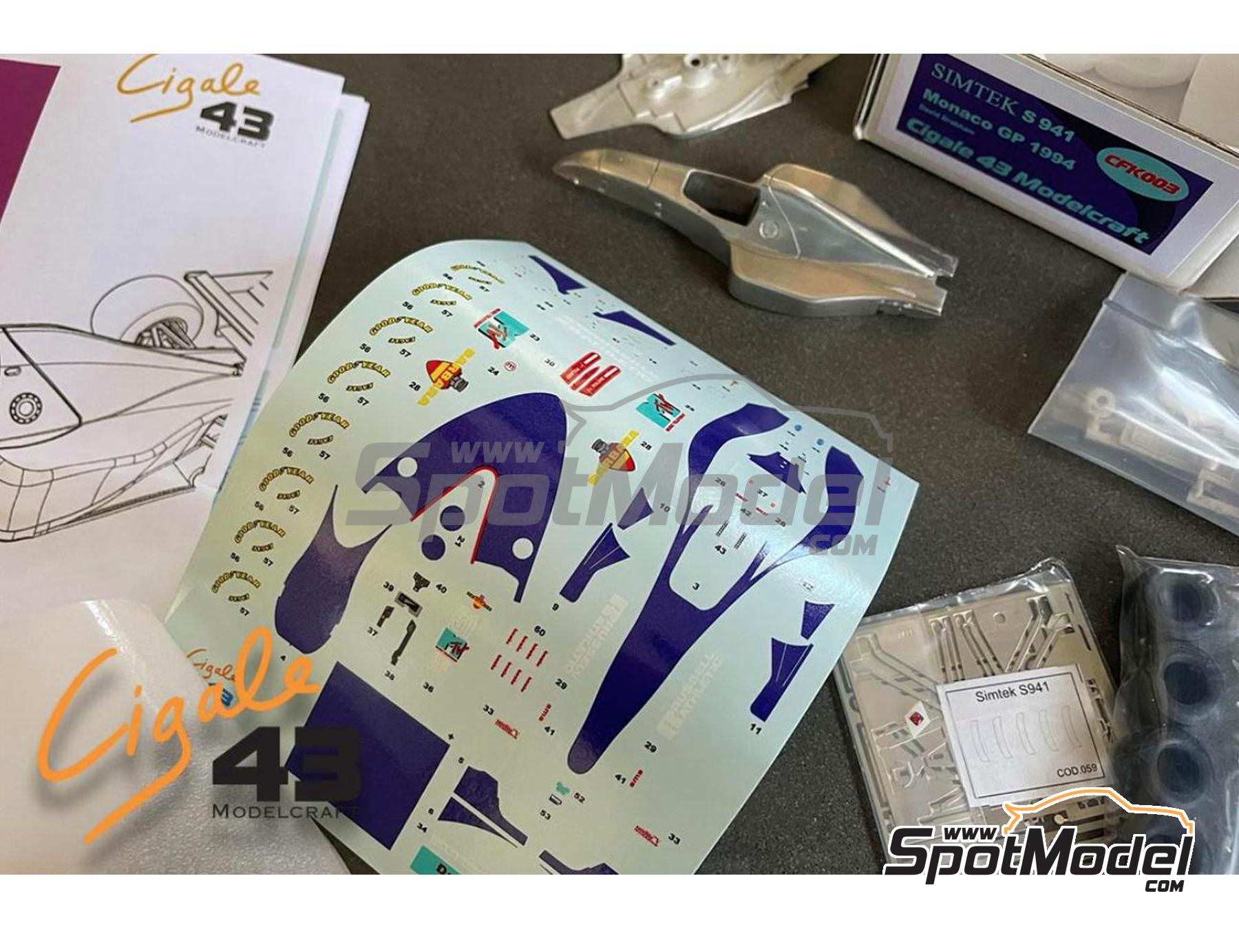 Image 3: Simtek Ford S941 sponsored by MTV, Cox - Monaco Formula 1 Grand Prix 1994 | Car scale model kit in 1/43 scale manufactured by Cigale 43 Modelcraft (ref.&nbsp;CIGALE-CFK003, also CFK003)