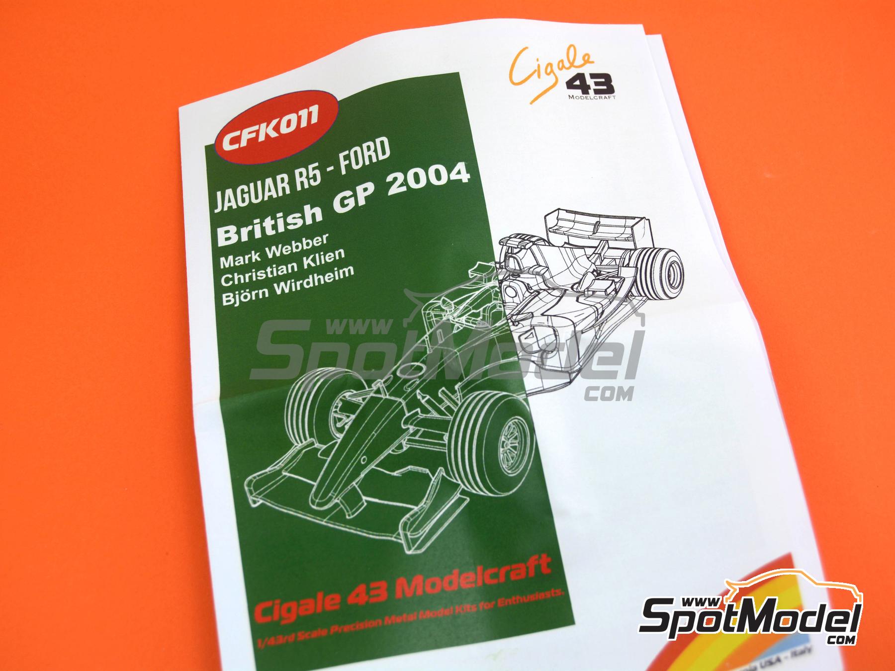 Image 11: Jaguar Cosworth R5 Jaguar Racing Team sponsored by HSBC, Du Pont - British Formula 1 Grand Prix 2004 | Car scale model kit in 1/43 scale manufactured by Cigale 43 Modelcraft (ref.&nbsp;CIGALE-CFK011, also CFK011)