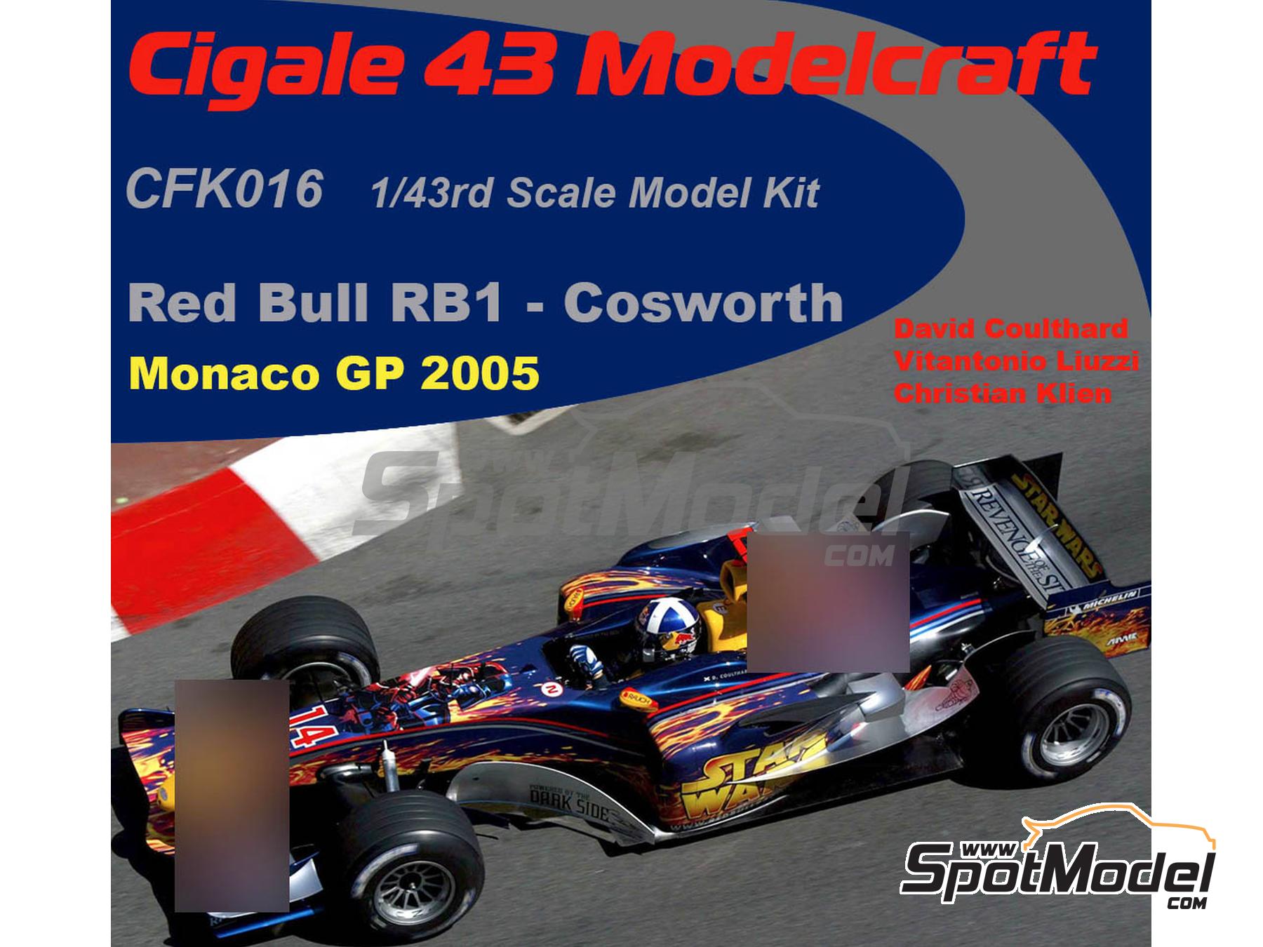 Image 1: RB Cosworth RB1 RB Racing Team sponsored by Star Wars - Monaco Formula 1 Grand Prix 2005 | Car scale model kit in 1/43 scale manufactured by Cigale 43 Modelcraft (ref.&nbsp;CIGALE-CFK016, also CFK016)