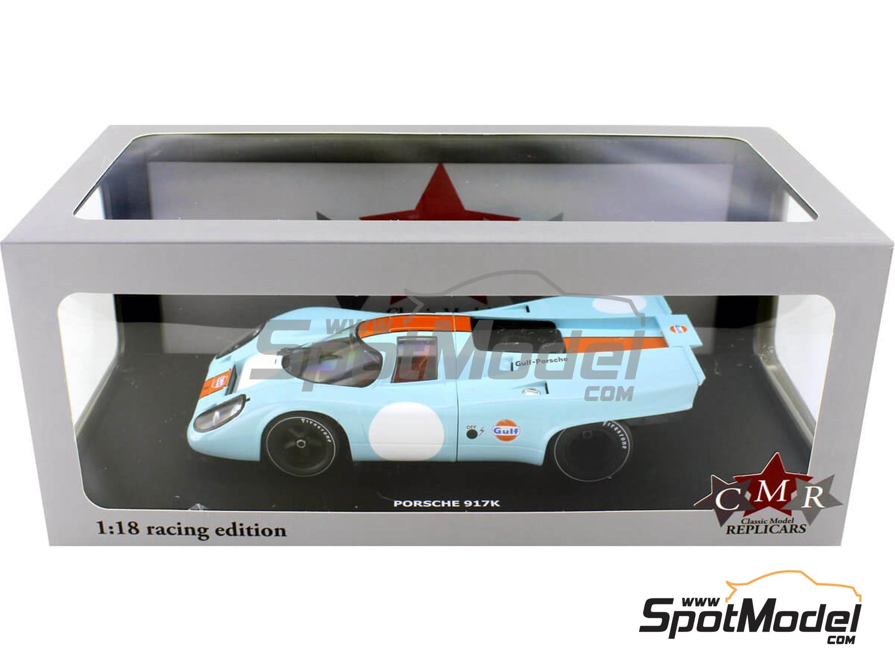 Image 8: Porsche 917K Equipo John Wyer Automotive Engineering patrocinado por Gulf - 1000 kilómetros de Brands Hatch, 1000 Kilómetros de Monza, 12 Horas de Sebring, 1000 Kms de SPA Francorchamps, Can-Am Watkins Glen, 1000 Kilómetros de Zeltweg 1970 y 1971 | Coche de colección en escala 1/18 fabricado por Classic Model Replicars (ref. DIE-60228, tambien CMR146)