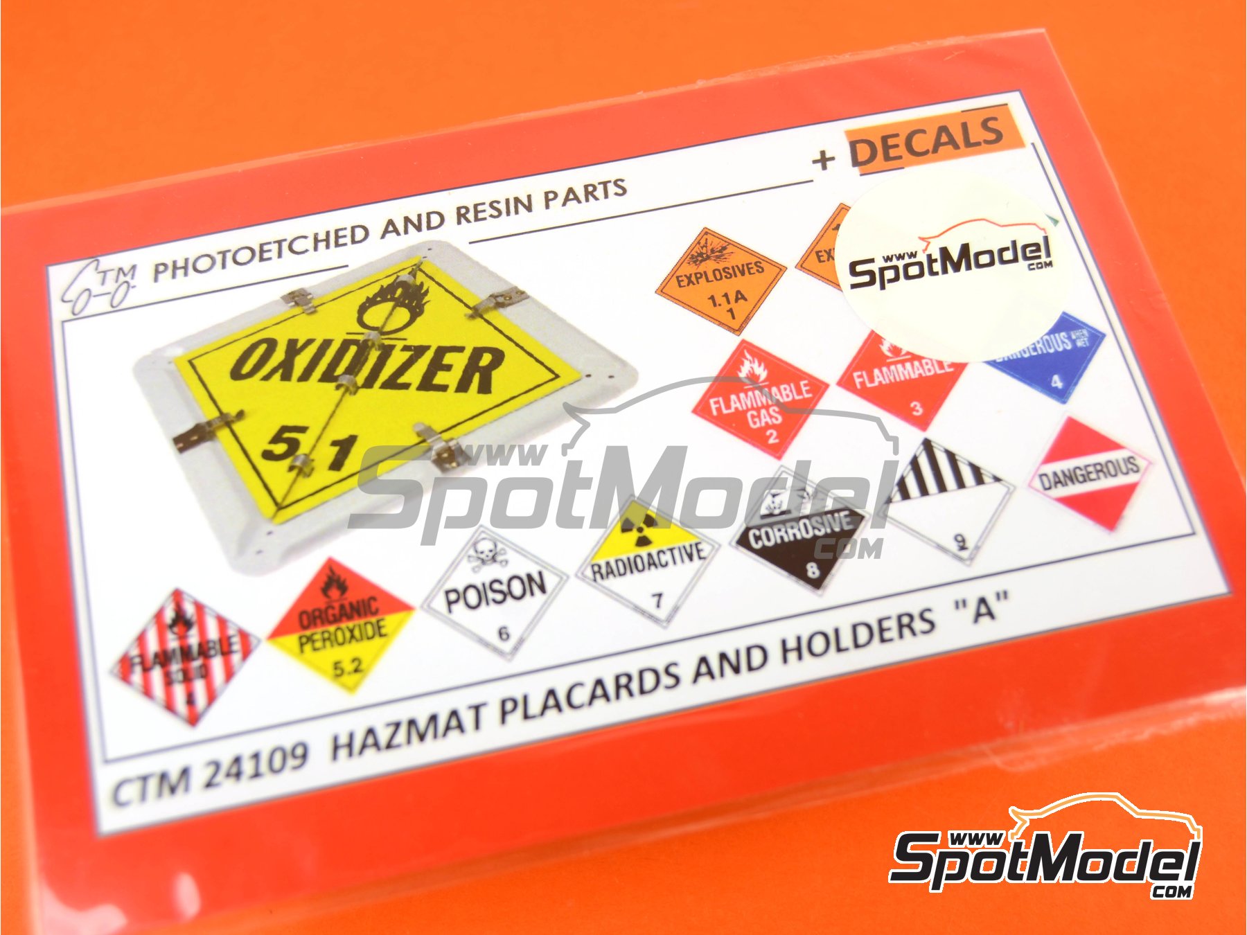 Image 1: HAZMAT - Hazardous materials and items: holders and placards | Detail up set in 1/24 scale manufactured by Czech Truck Model (ref.&nbsp;CTM24109)