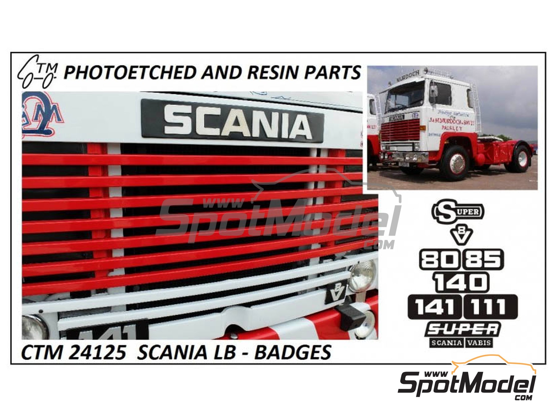 Image 1: Scania LB 110 / 140 / 141 | Insignias en escala&nbsp;1/24 fabricado por Czech Truck Model (ref.&nbsp;CTM24125, tambien CTM 24125)