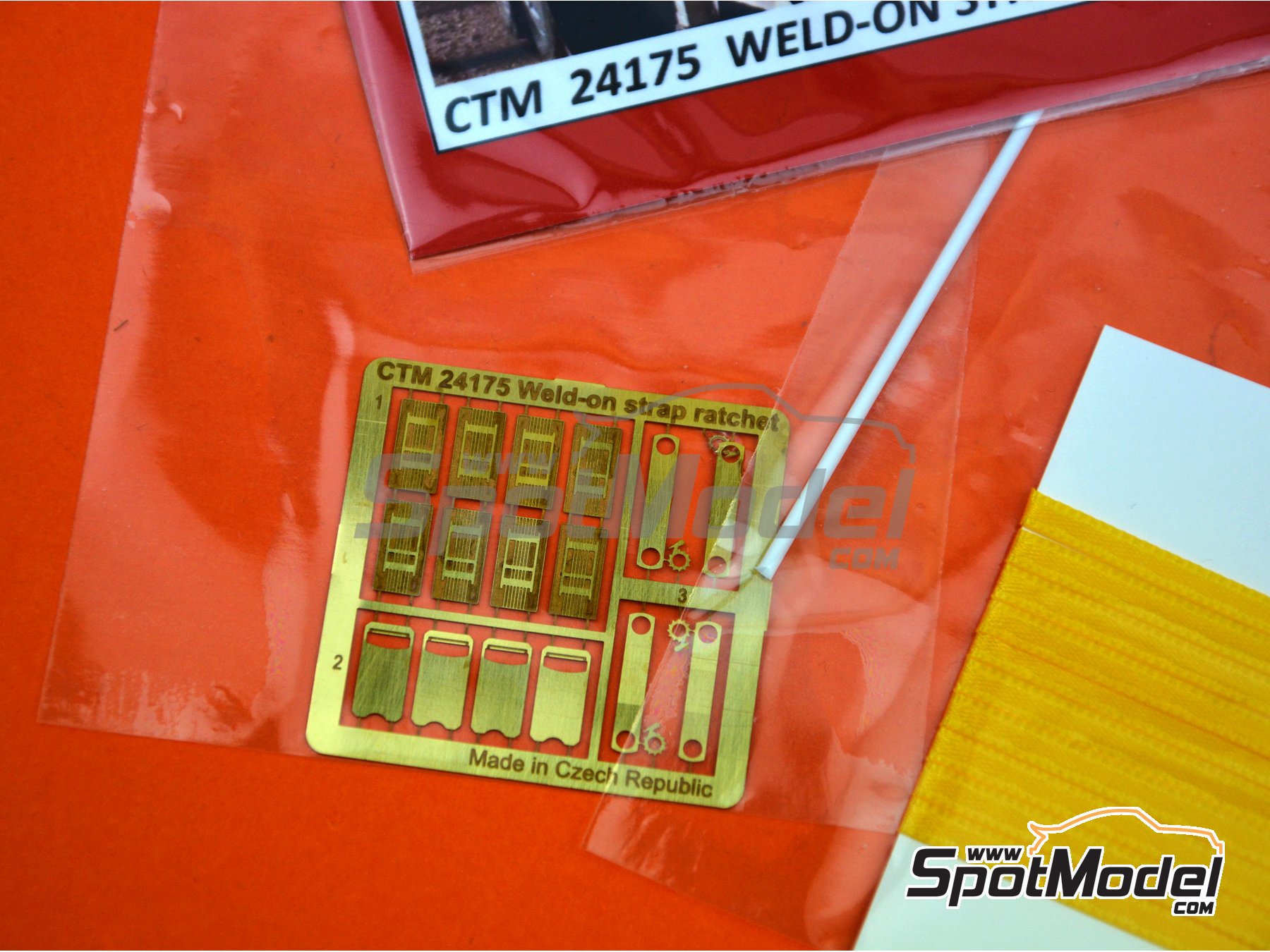 CTM 1/24 1/25 Scale Photo-Etch & Textile Orange Ratchet Straps For Model Semi Trucks & Trailers