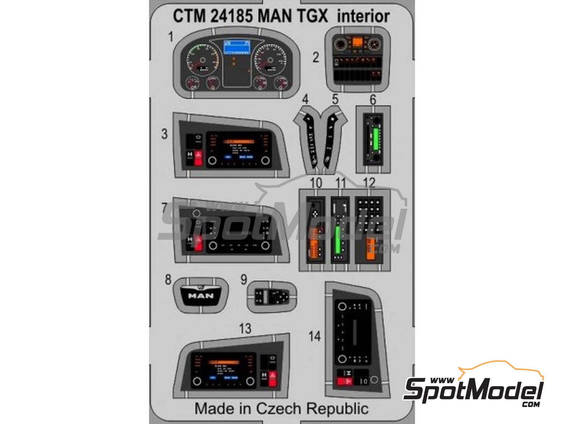 Image 1: Man TGX | Salpicadero en escala&nbsp;1/24 fabricado por Czech Truck Model (ref.&nbsp;CTM24185, tambien CTM 24185)