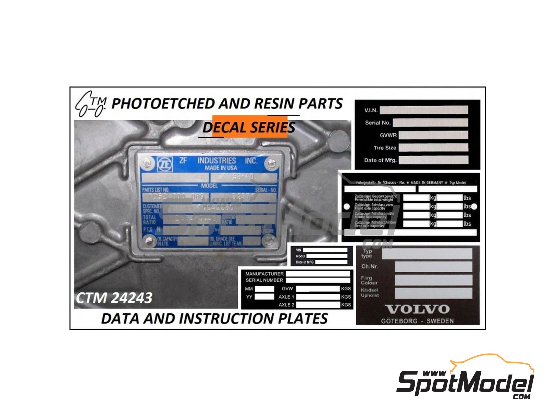 Image 1: Data and instruction plates | Decals in 1/24 scale manufactured by Czech Truck Model (ref.&nbsp;CTM24243)