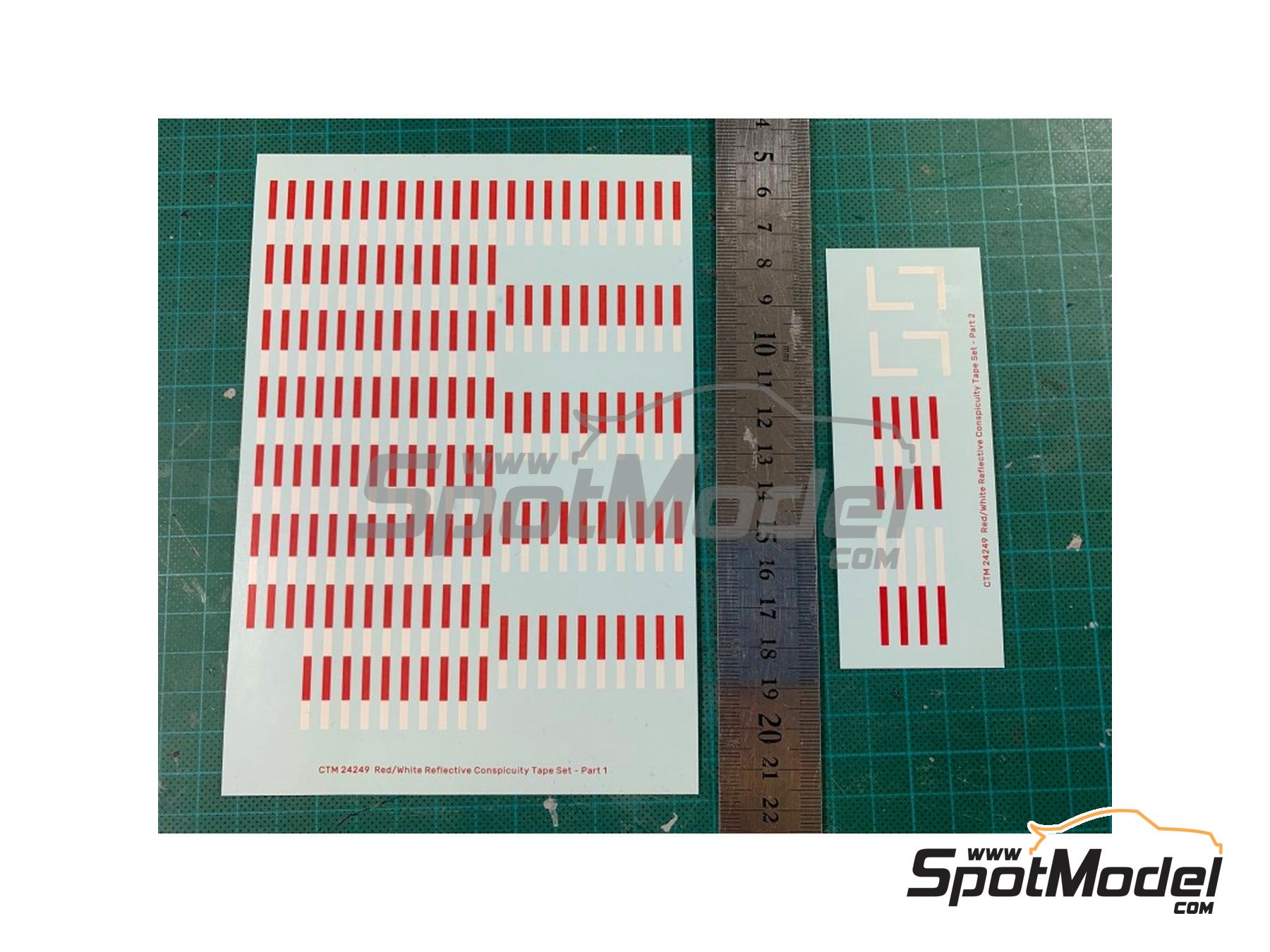 Image 1: Red and white conspicuity tape set | Logotypes in 1/24 scale manufactured by Czech Truck Model (ref. CTM24249)
