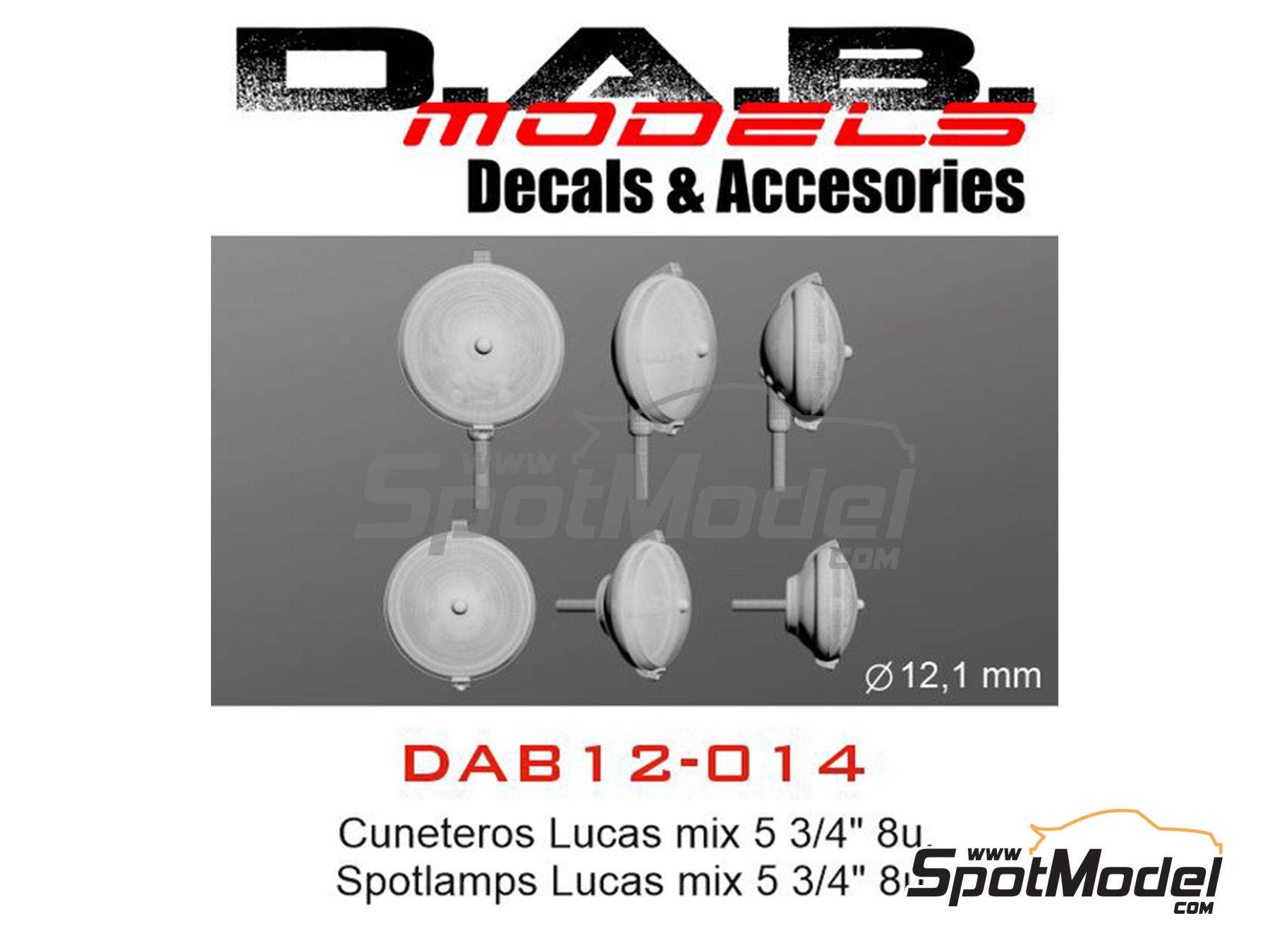 Image 1: Faros cuneteros Lucas de 5 3/4 pulgadas | Luces en escala 1/12 fabricado por D.A.B. Models (ref. DAB12-014)