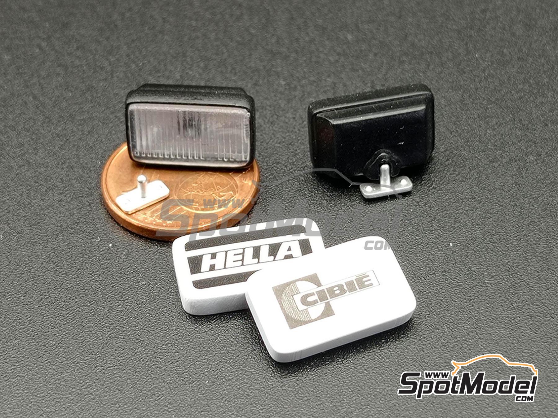 Image 2: Rectangular headlights sponsored by Cibie, Hella, Sev Marchal | Lights in 1/12 scale manufactured by D.A.B. Models (ref. DAB12-019)