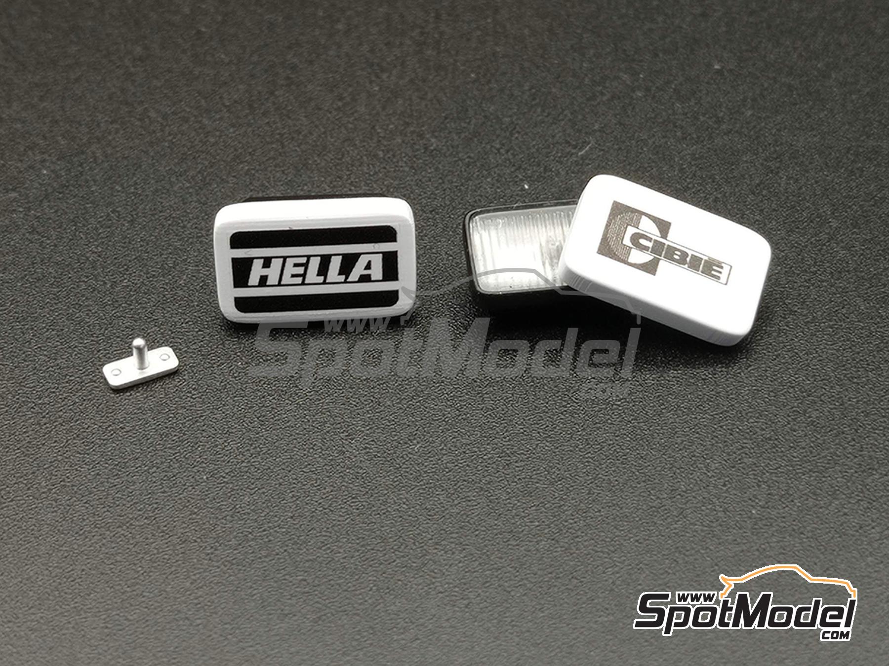 Image 3: Rectangular headlights sponsored by Cibie, Hella, Sev Marchal | Lights in 1/12 scale manufactured by D.A.B. Models (ref. DAB12-019)