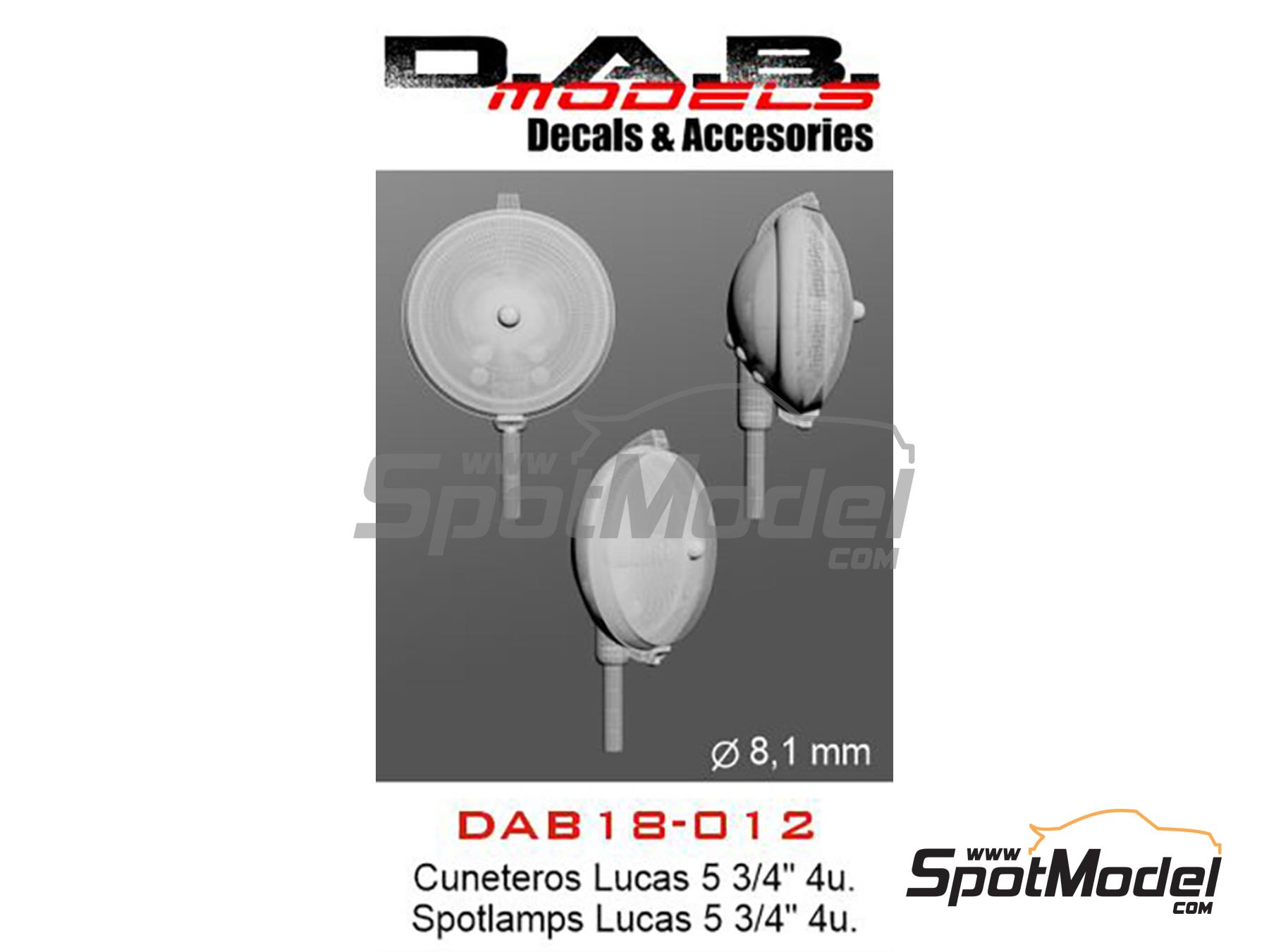 Image 1: Faros cuneteros Lucas de 5 3/4 pulgadas con anclaje inferior | Luces en escala&nbsp;1/18 fabricado por D.A.B. Models (ref.&nbsp;DAB18-012)