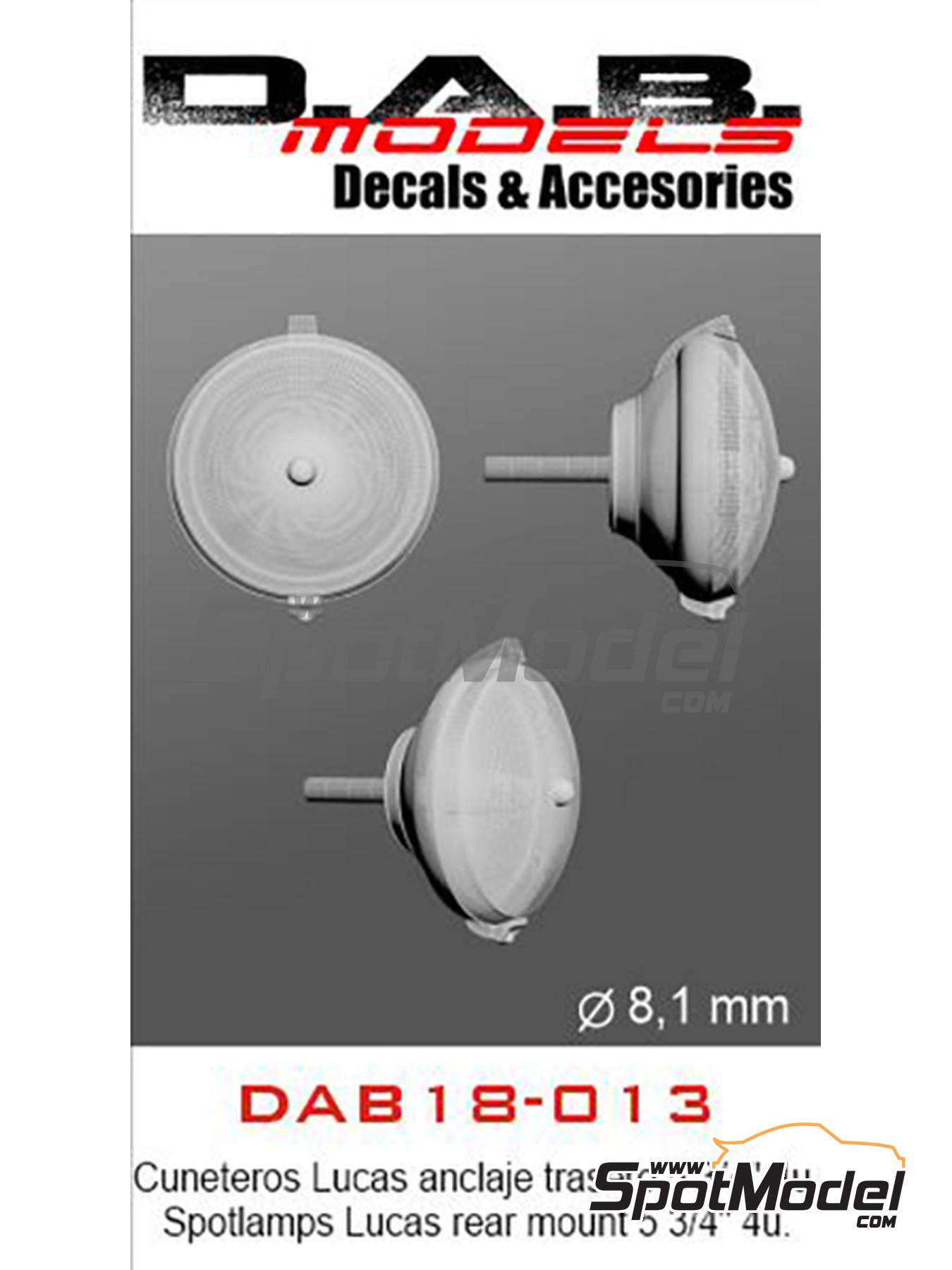 Models DAB18-013: Lights 1/18 scale Lucas spotlamps 3/4 inches  with rear mount units (ref. DAB18-013) SpotModel