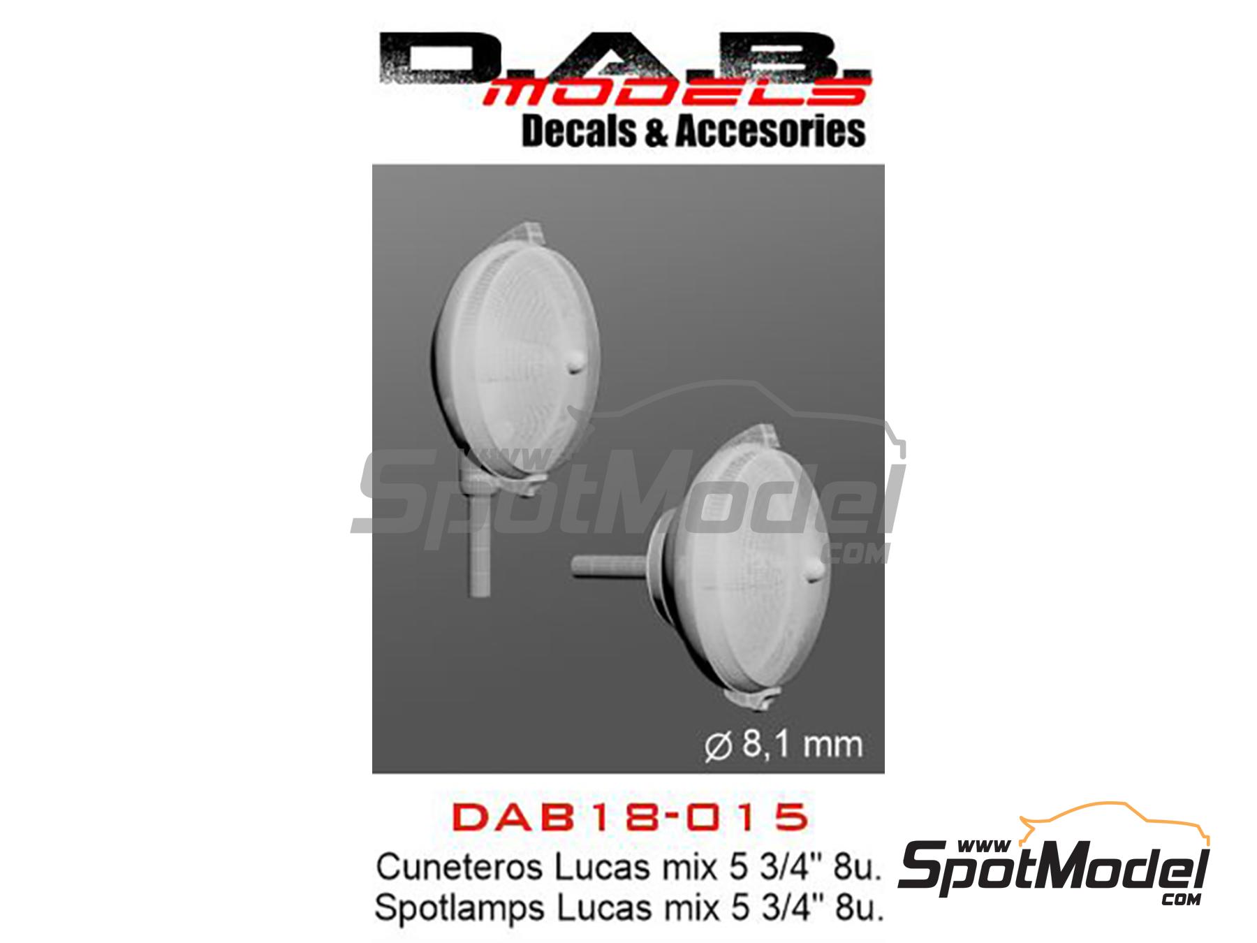 Image 1: Set de Faros cuneteros Lucas de 5 3/4 pulgadas | Luces en escala 1/18 fabricado por D.A.B. Models (ref. DAB18-015)