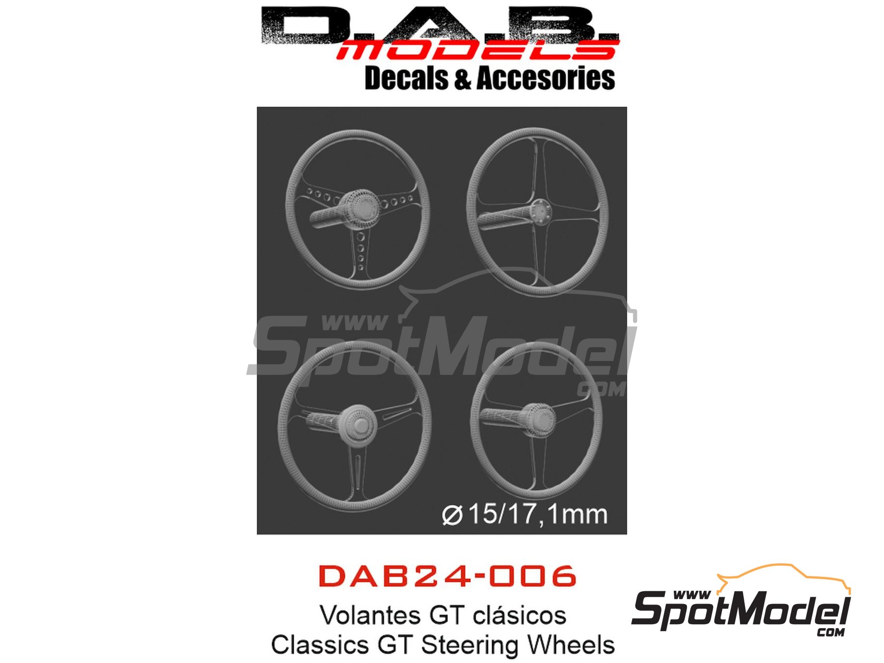 Image 5: Classic GT steering wheel - Type A, B, C and D | Steering wheel in 1/24 scale manufactured by D.A.B. Models (ref. DAB24-006)