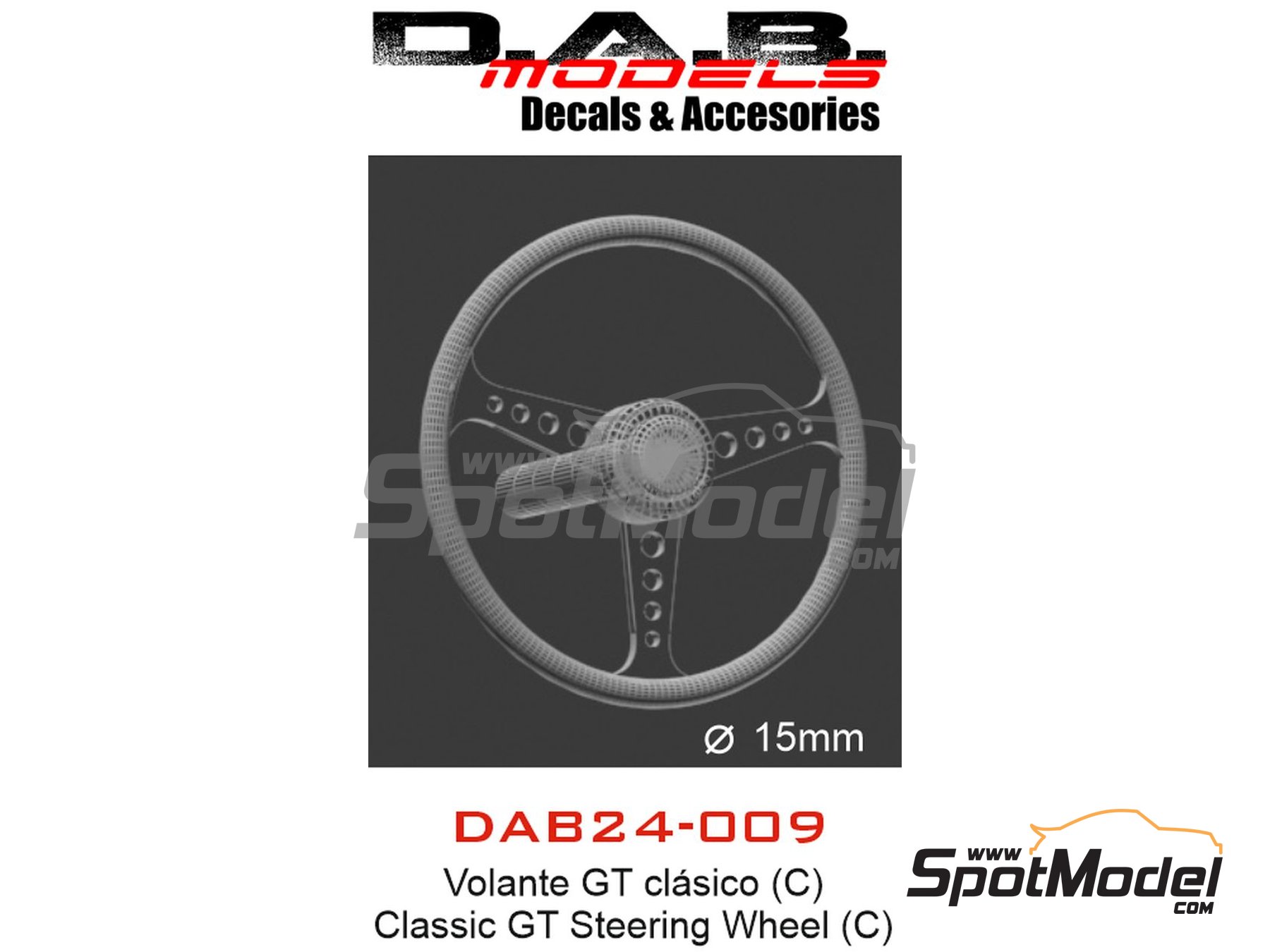 Image 4: Volante cl&aacute;sico de GT - Tipo C | Volante en escala&nbsp;1/24 fabricado por D.A.B. Models (ref.&nbsp;DAB24-009)