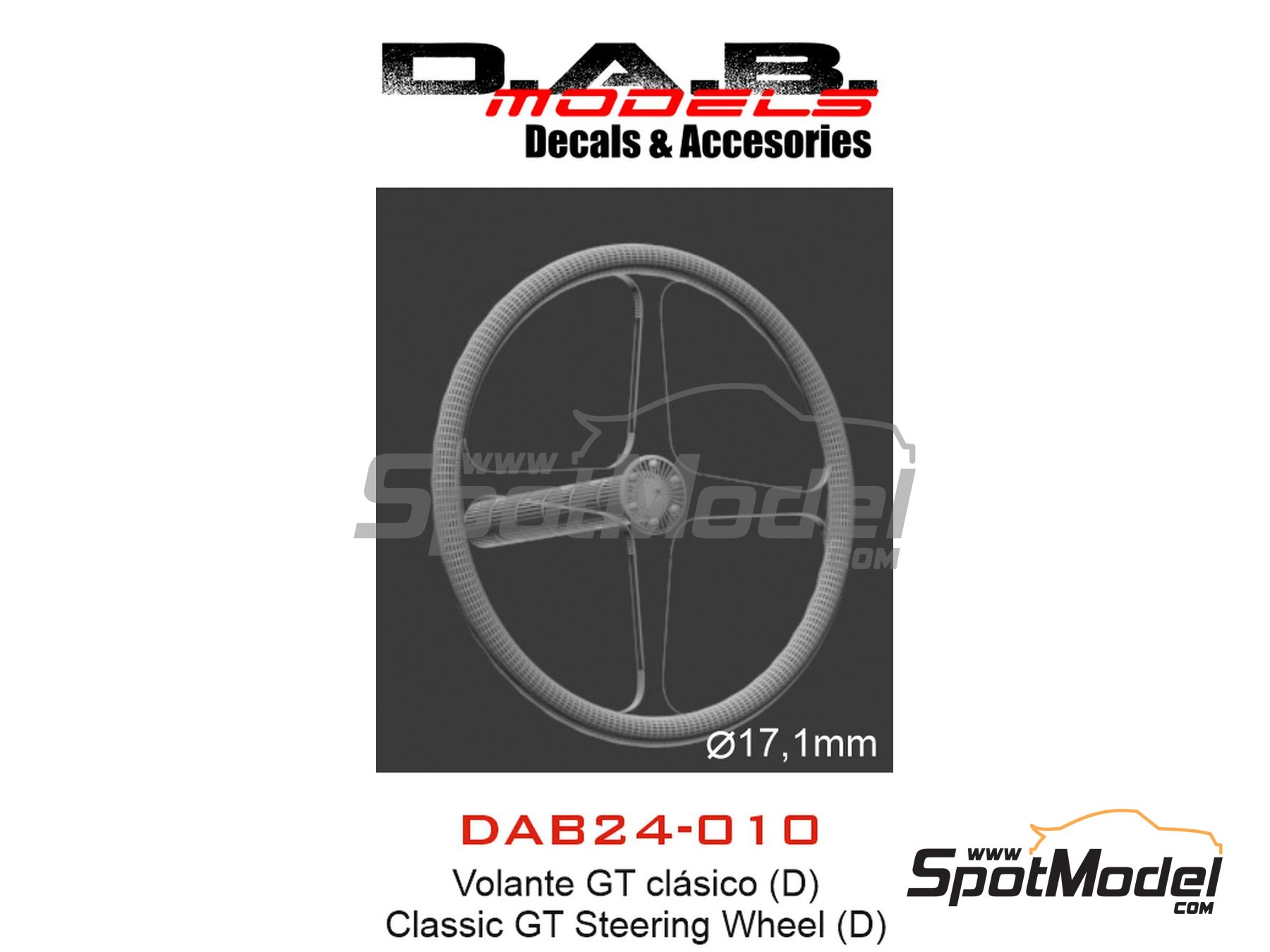 Image 4: Classic GT steering wheel - Type D | Steering wheel in 1/24 scale manufactured by D.A.B. Models (ref. DAB24-010)