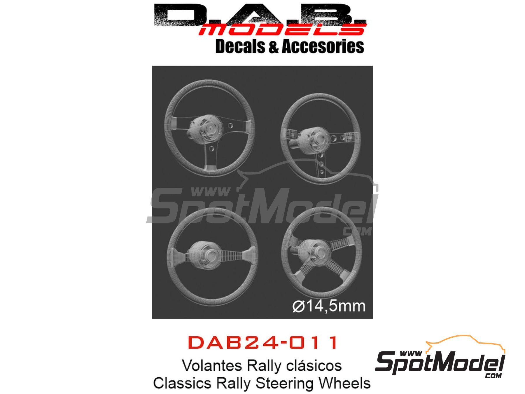 Image 5: Classic rally steering wheel - Type A, B, C and D | Steering wheel in 1/24 scale manufactured by D.A.B. Models (ref.&nbsp;DAB24-011)