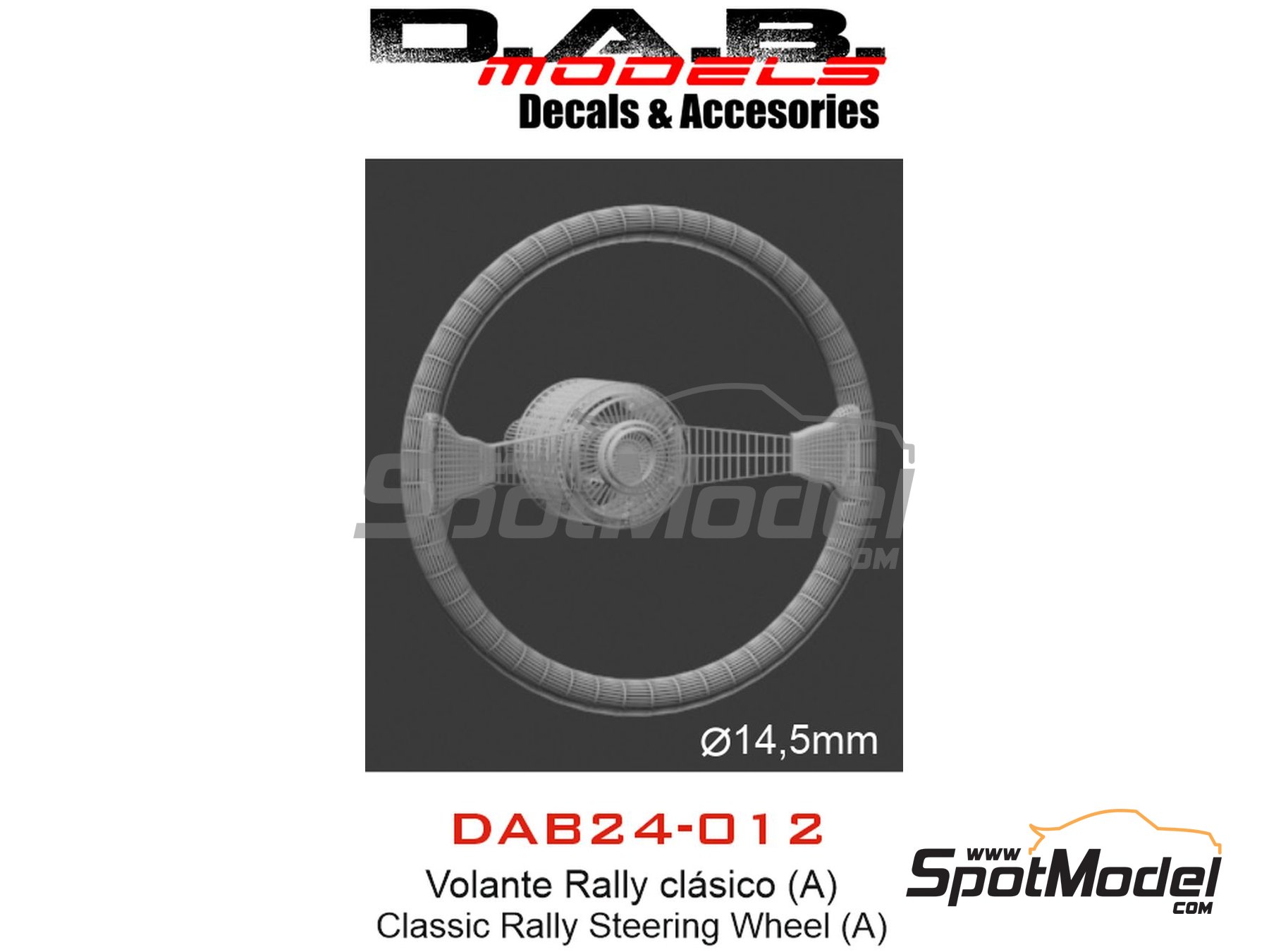 Image 4: Classic rally steering wheel - Type A | Steering wheel in 1/24 scale manufactured by D.A.B. Models (ref.&nbsp;DAB24-012)