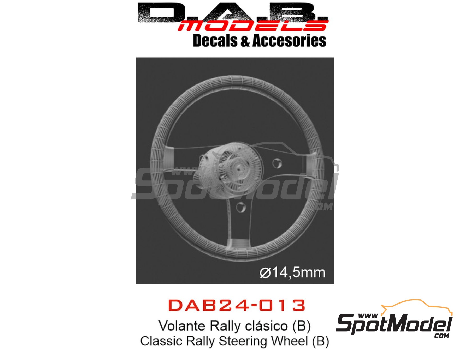 Image 4: Volante cl&aacute;sico de rally - Tipo B | Volante en escala&nbsp;1/24 fabricado por D.A.B. Models (ref.&nbsp;DAB24-013)