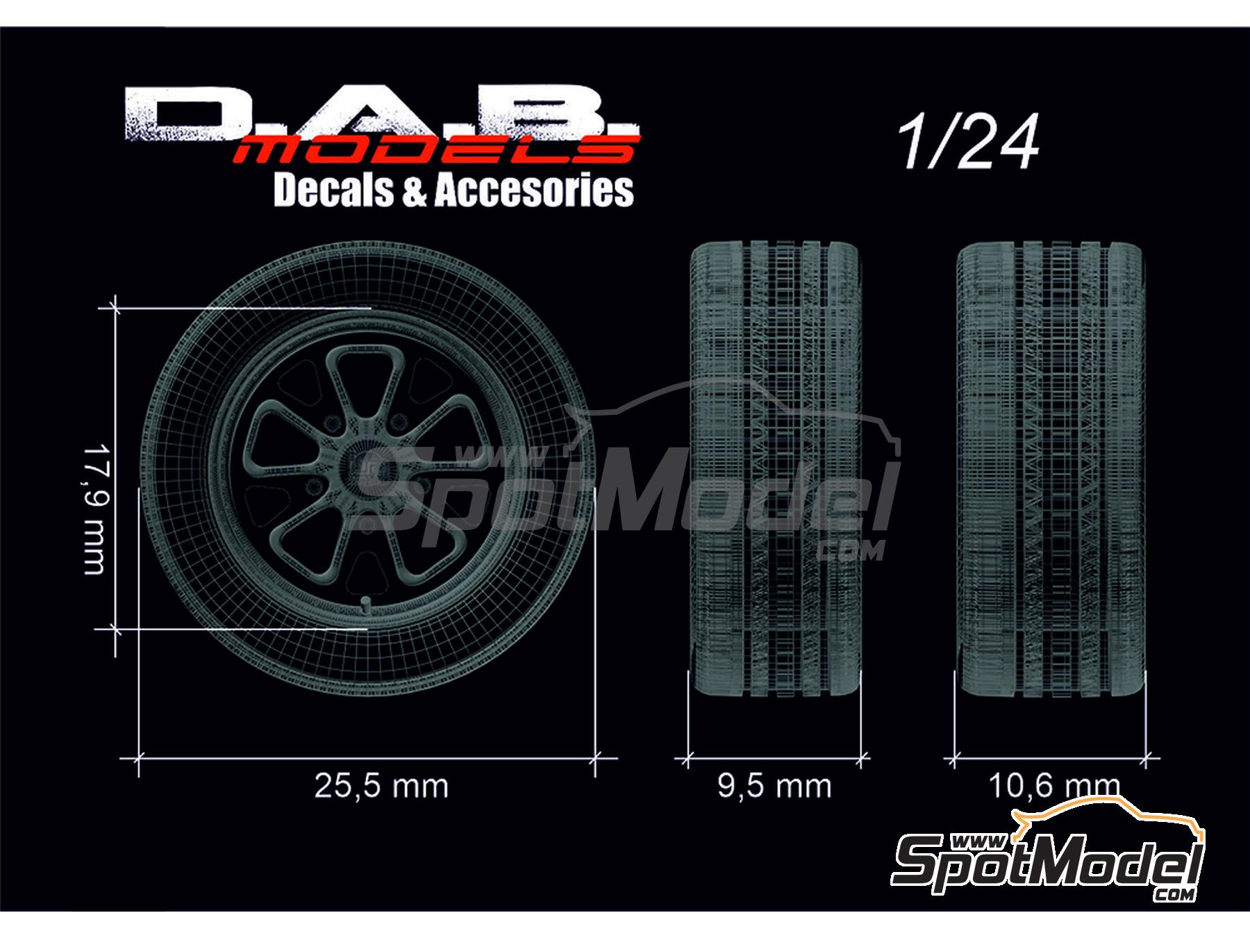 Image 3: Outlaw Magnus Walker Type B - 17" inches | Rims and tyres set in 1/24 scale manufactured by D.A.B. Models (ref.&nbsp;DAB24-024)