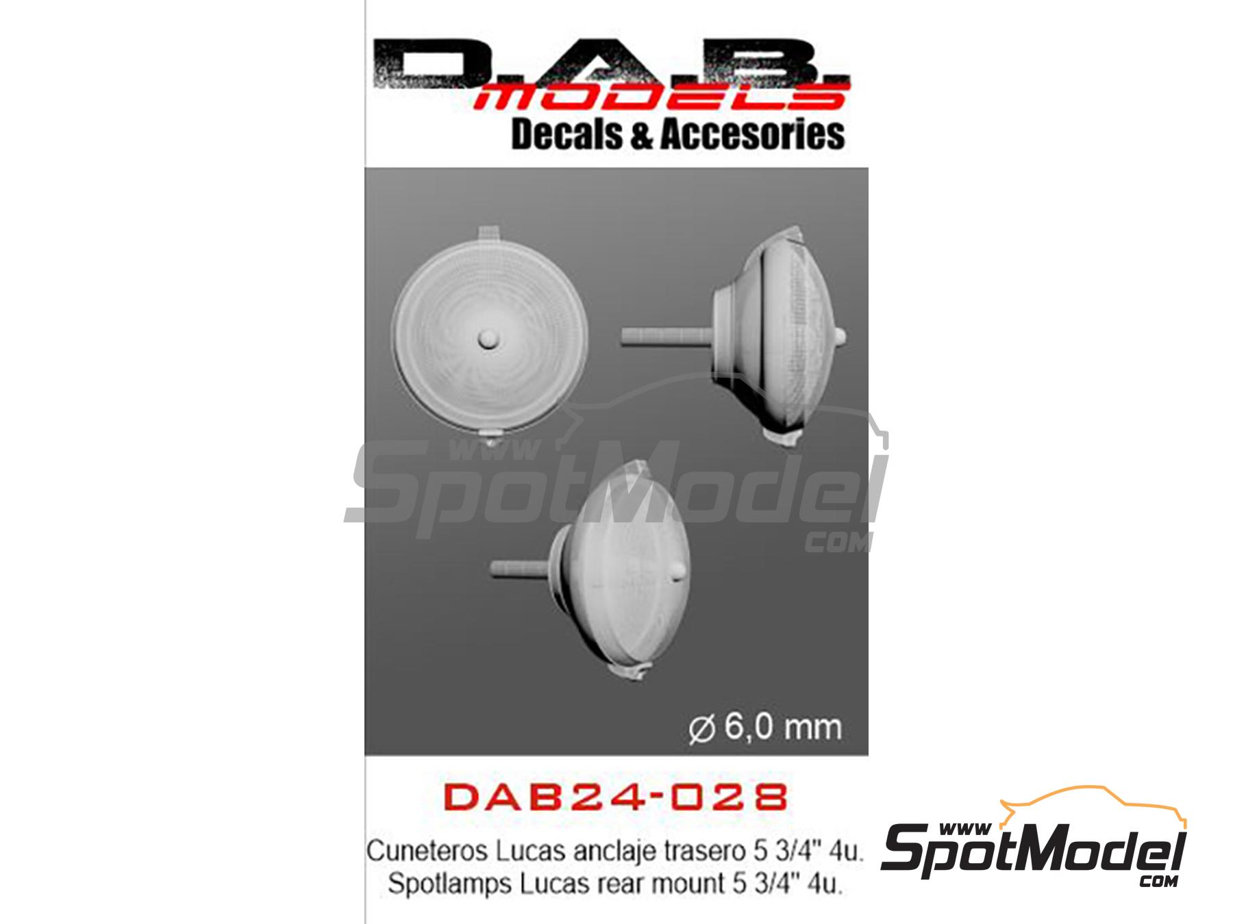 Image 1: Lucas spotlamps 5 3/4 inches with rear mount | Lights in 1/24 scale manufactured by D.A.B. Models (ref. DAB24-028)