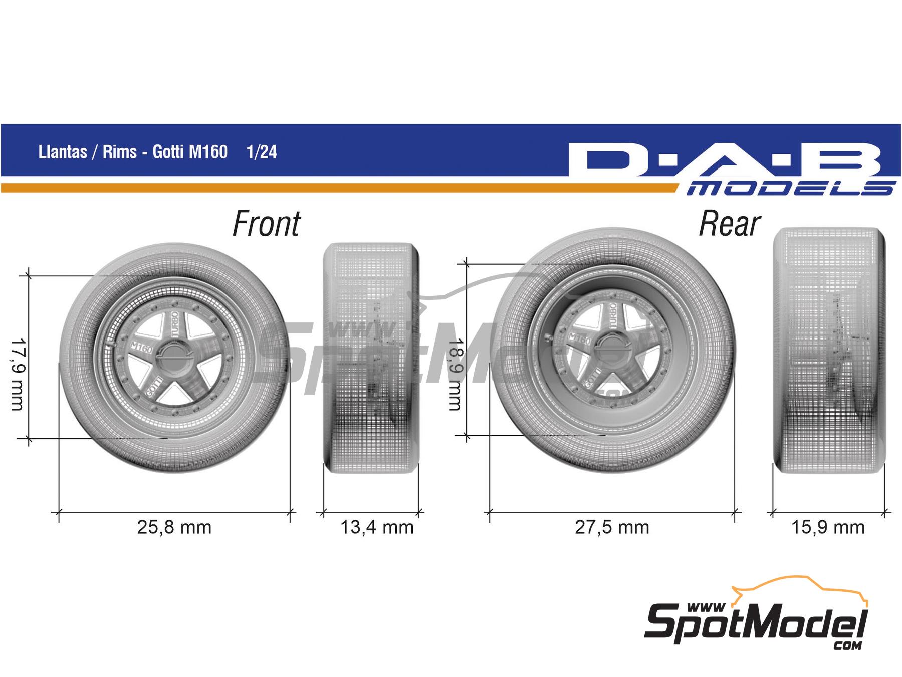 Image 1: Gotti M160 monotuerca | Set de llantas y neum&aacute;ticos en escala&nbsp;1/24 fabricado por D.A.B. Models (ref.&nbsp;DAB24-034)