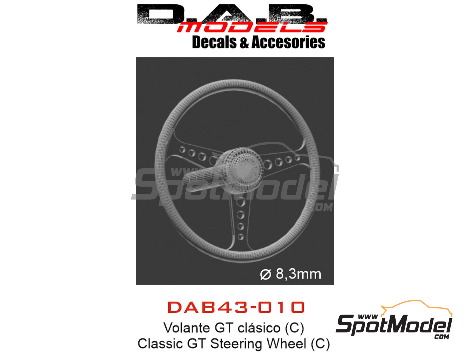 Image 4: Classic GT steering wheel - Type C | Steering wheel in 1/43 scale manufactured by D.A.B. Models (ref.&nbsp;DAB43-010)