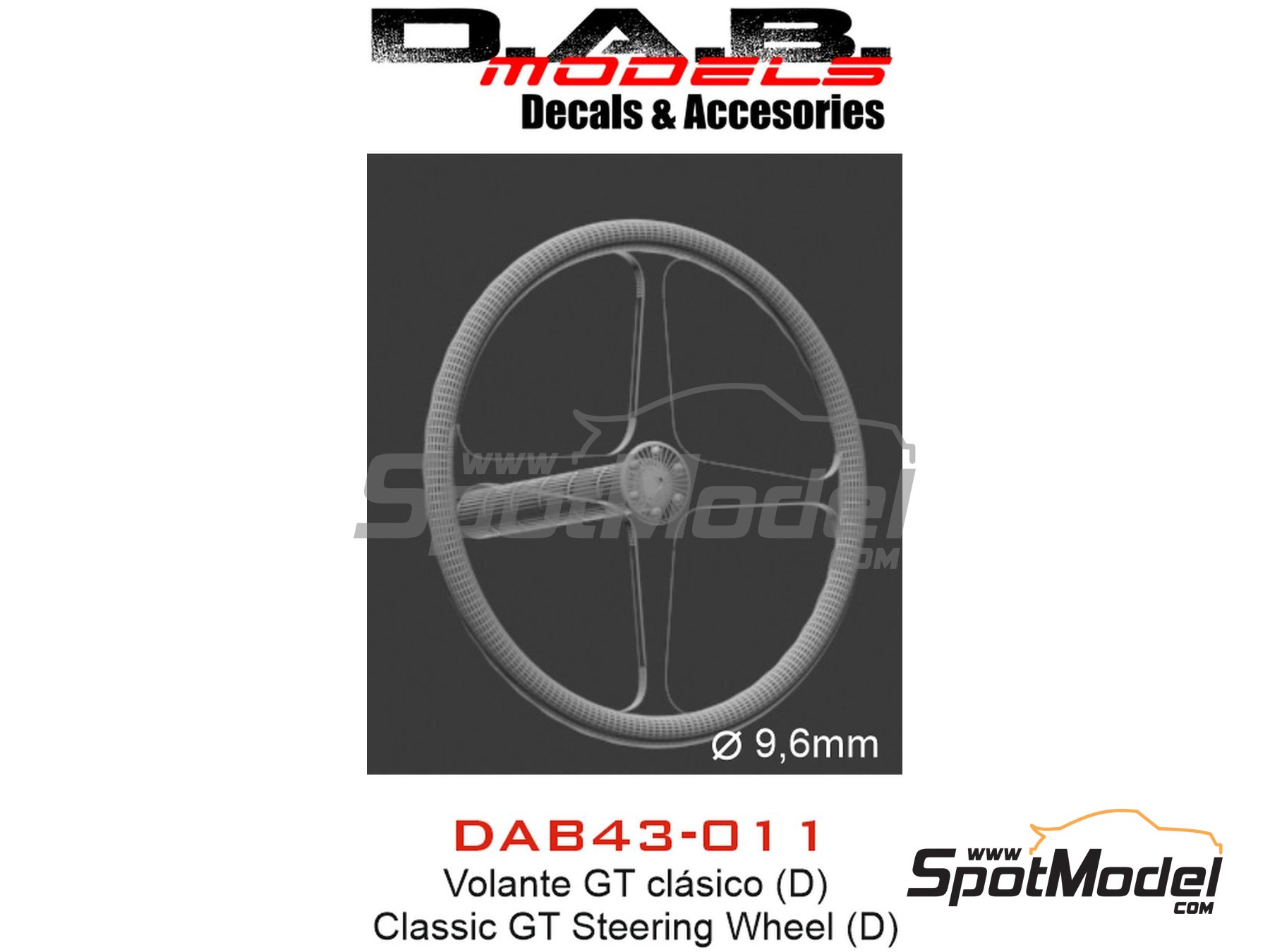 Image 4: Classic GT steering wheel - Type D | Steering wheel in 1/43 scale manufactured by D.A.B. Models (ref.&nbsp;DAB43-011)