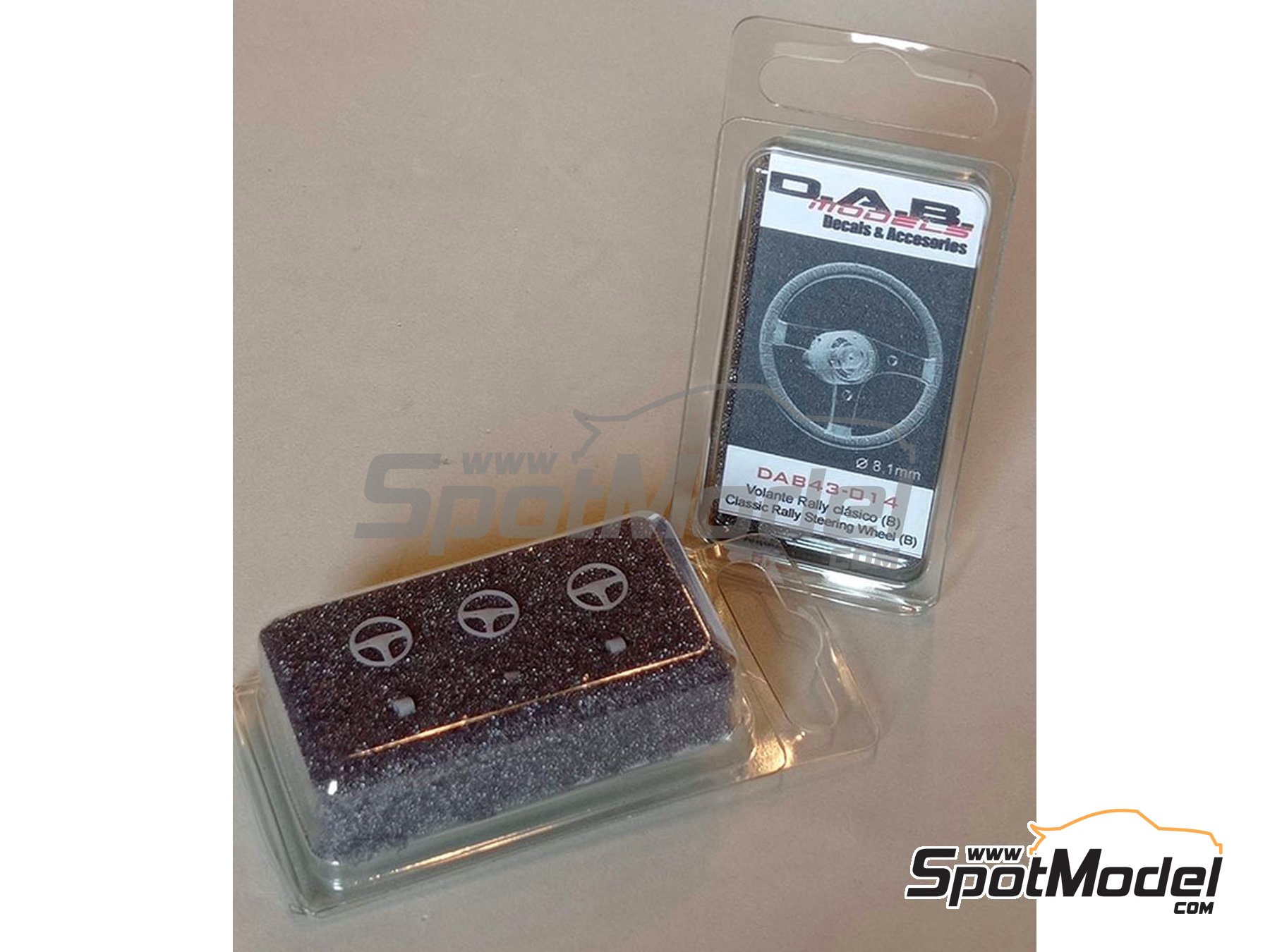 Image 3: Classic rally steering wheel - Type B | Steering wheel in 1/43 scale manufactured by D.A.B. Models (ref. DAB43-014)