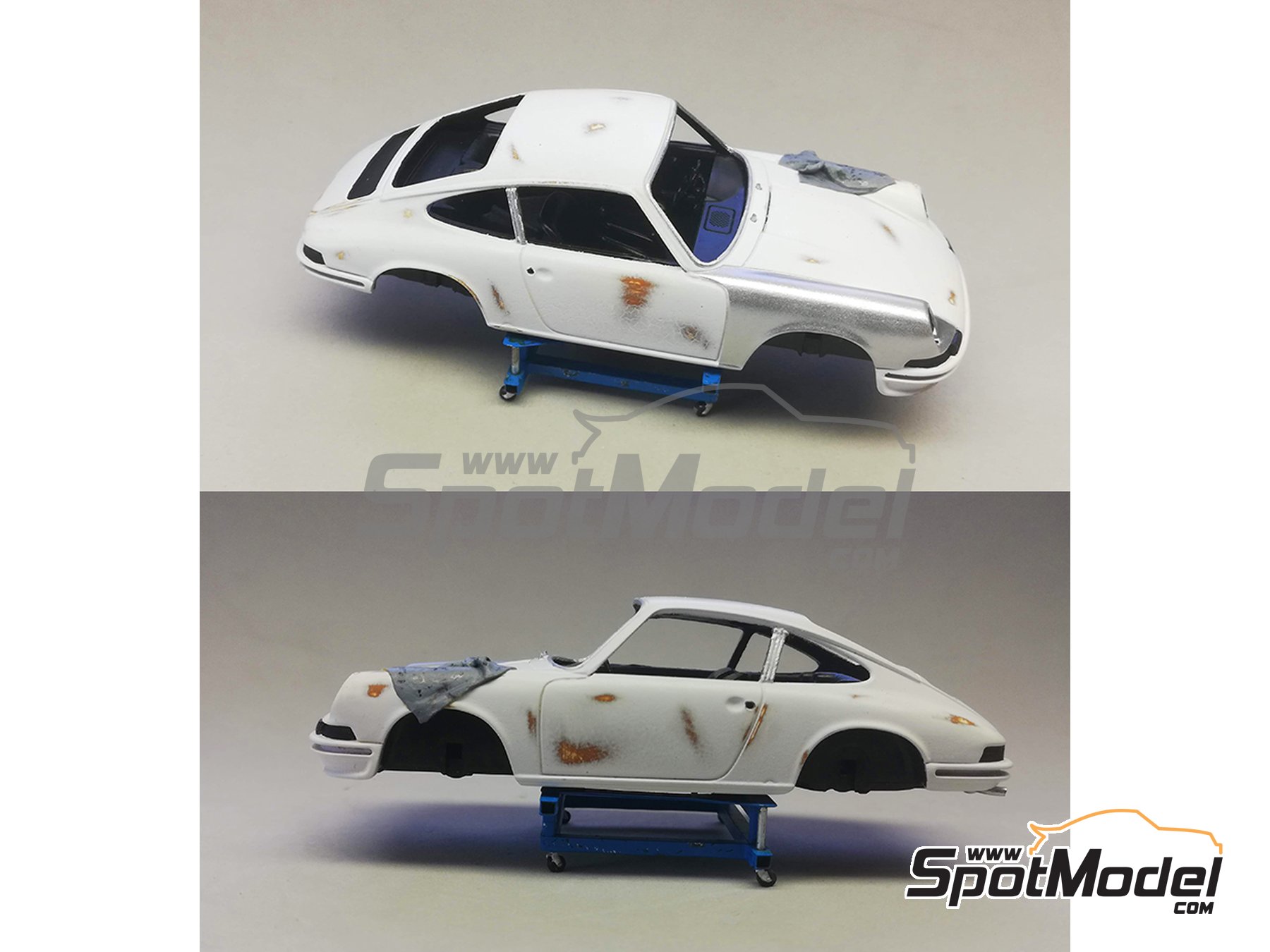 Image 4: Car stand for restoration | Detail in 1/43 scale manufactured by D.A.B. Models (ref.&nbsp;DAB43-018)