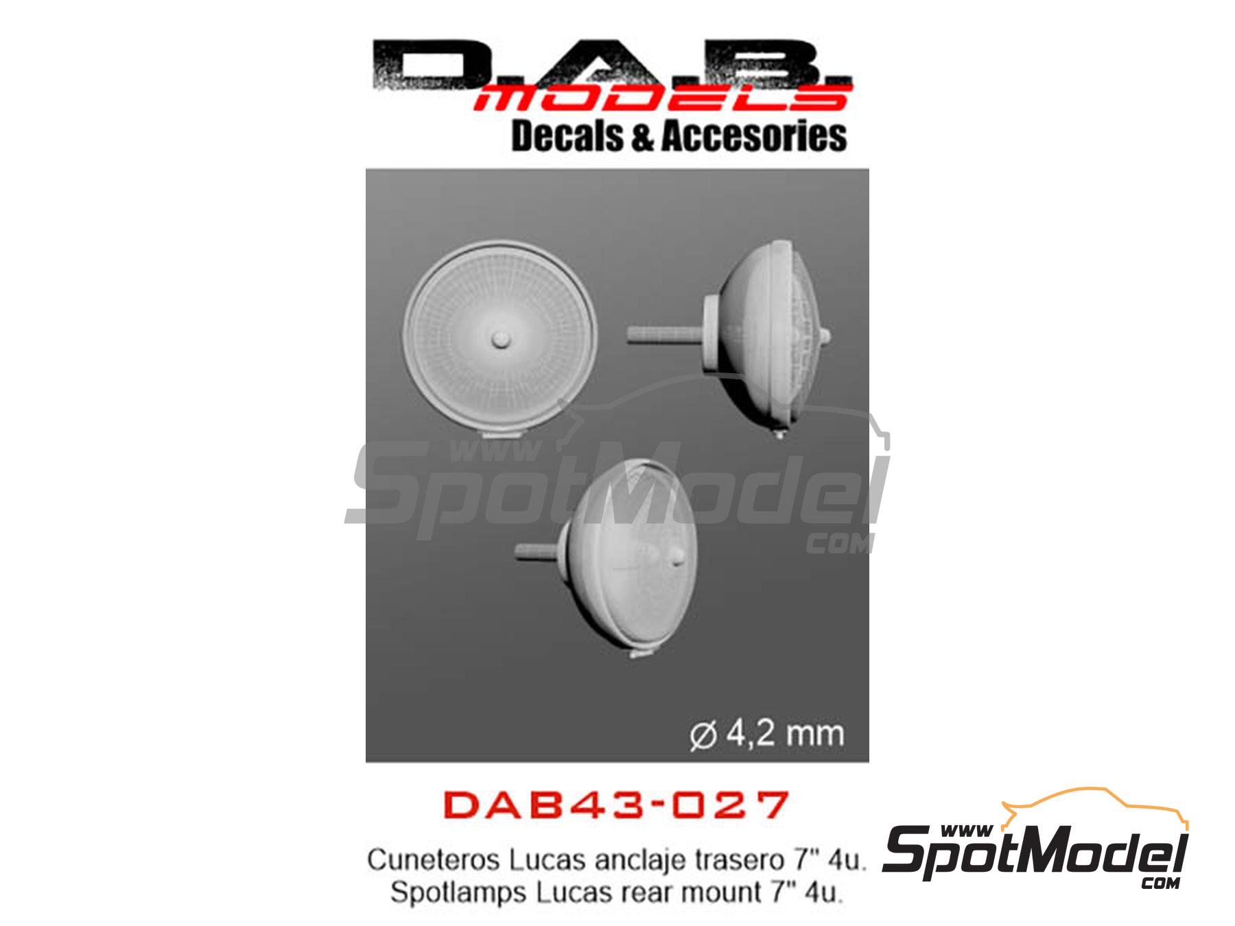 Image 1: Lucas spotlamps 7 inches with rear mount | Lights in 1/43 scale manufactured by D.A.B. Models (ref.&nbsp;DAB43-027)
