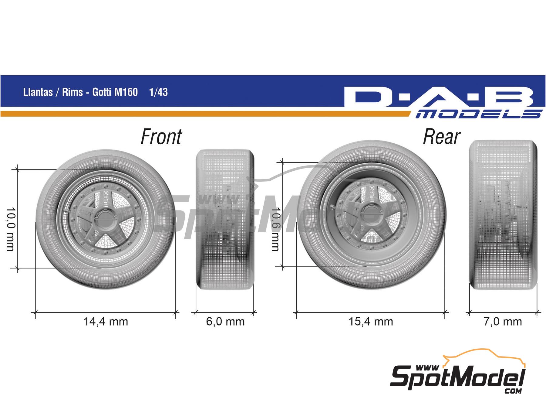 Image 1: Gotti M160 centrelock | Rims and tyres set in 1/43 scale manufactured by D.A.B. Models (ref. DAB43-033)