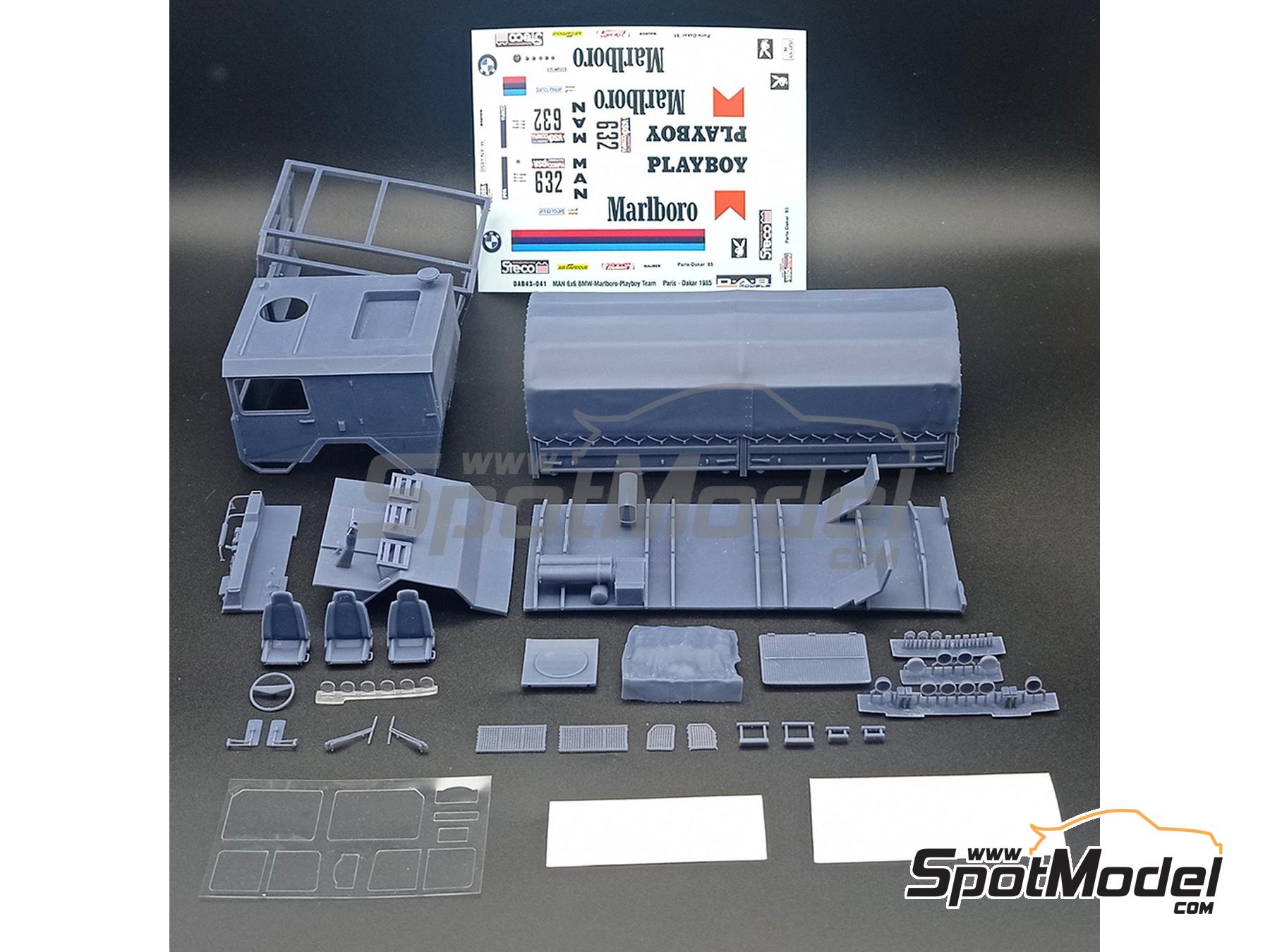 Image 3: MAN 6x6 BMW Playboy Team sponsored by Marlboro - Paris Dakar Rally 1985 | Truck scale model kit in 1/43 scale manufactured by D.A.B. Models (ref.&nbsp;DAB43-041)